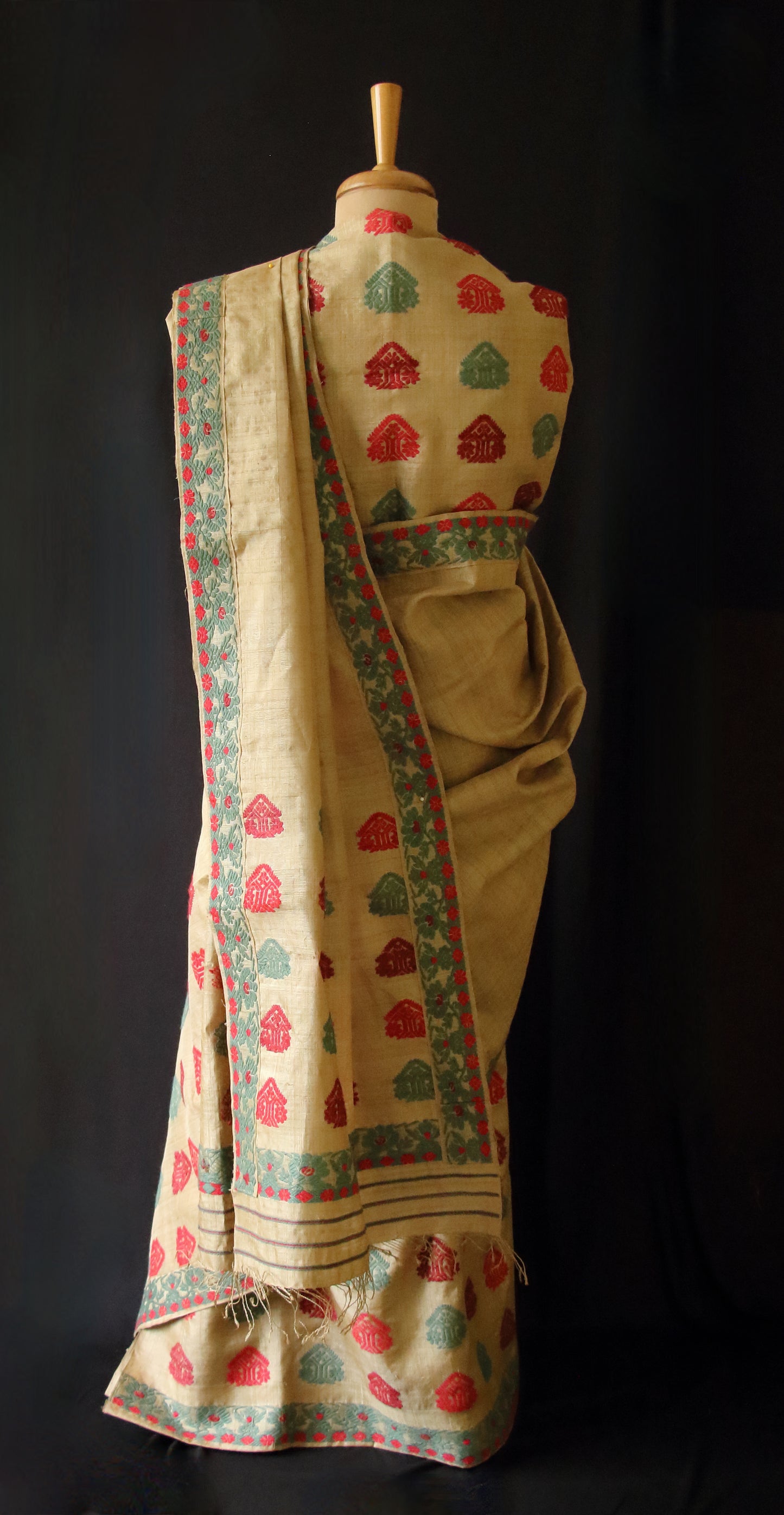 Muga Silk Mekhela Chador Set with Eri Silk Motifs