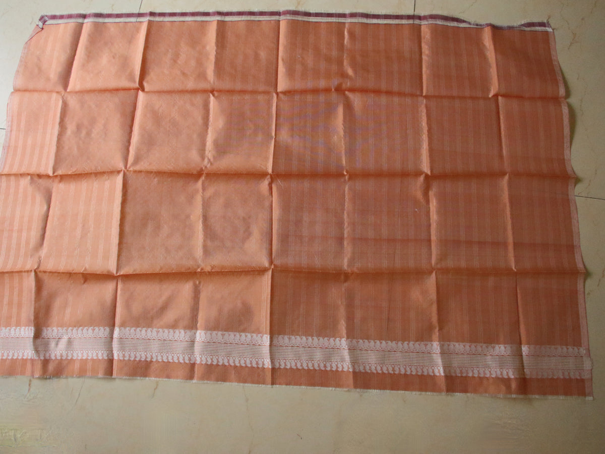 Soft Orange Handloom Silk Saree with chequered effect from Assam
