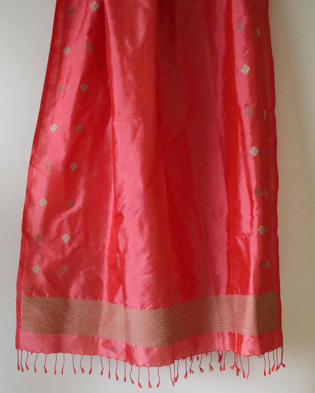 Rose Pink Handwoven Mulberry Silk Scarf / Stole from Assam