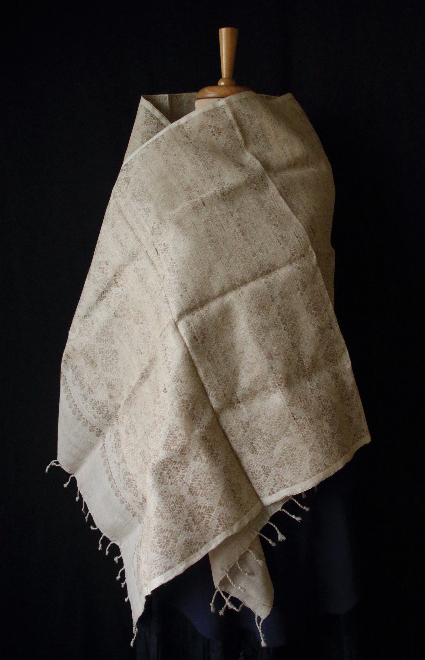 Eri Silk Handwoven Scarf / Small Size Shawl  with all over motifs from Assam (Copy)