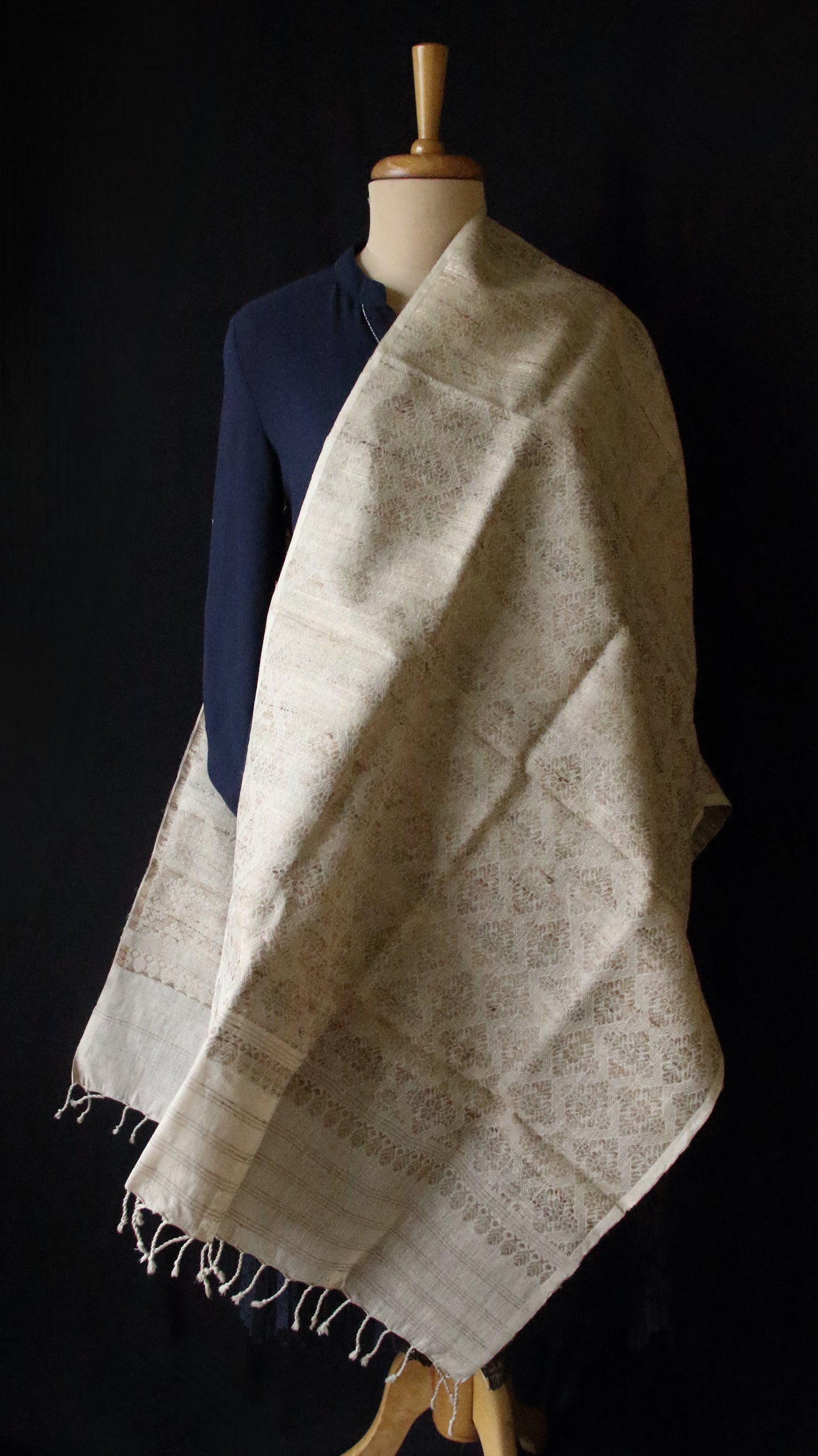 Eri Silk Handwoven Scarf / Small Size Shawl  with all over motifs from Assam (Copy)