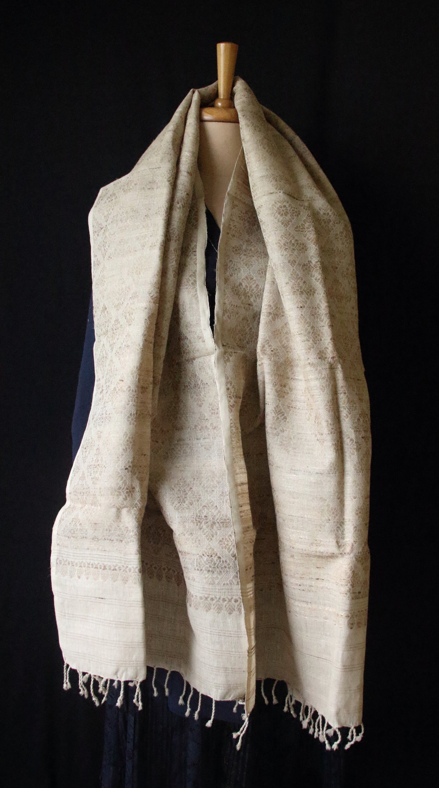 Eri Silk Handwoven Scarf / Small Size Shawl  with all over motifs from Assam (Copy)