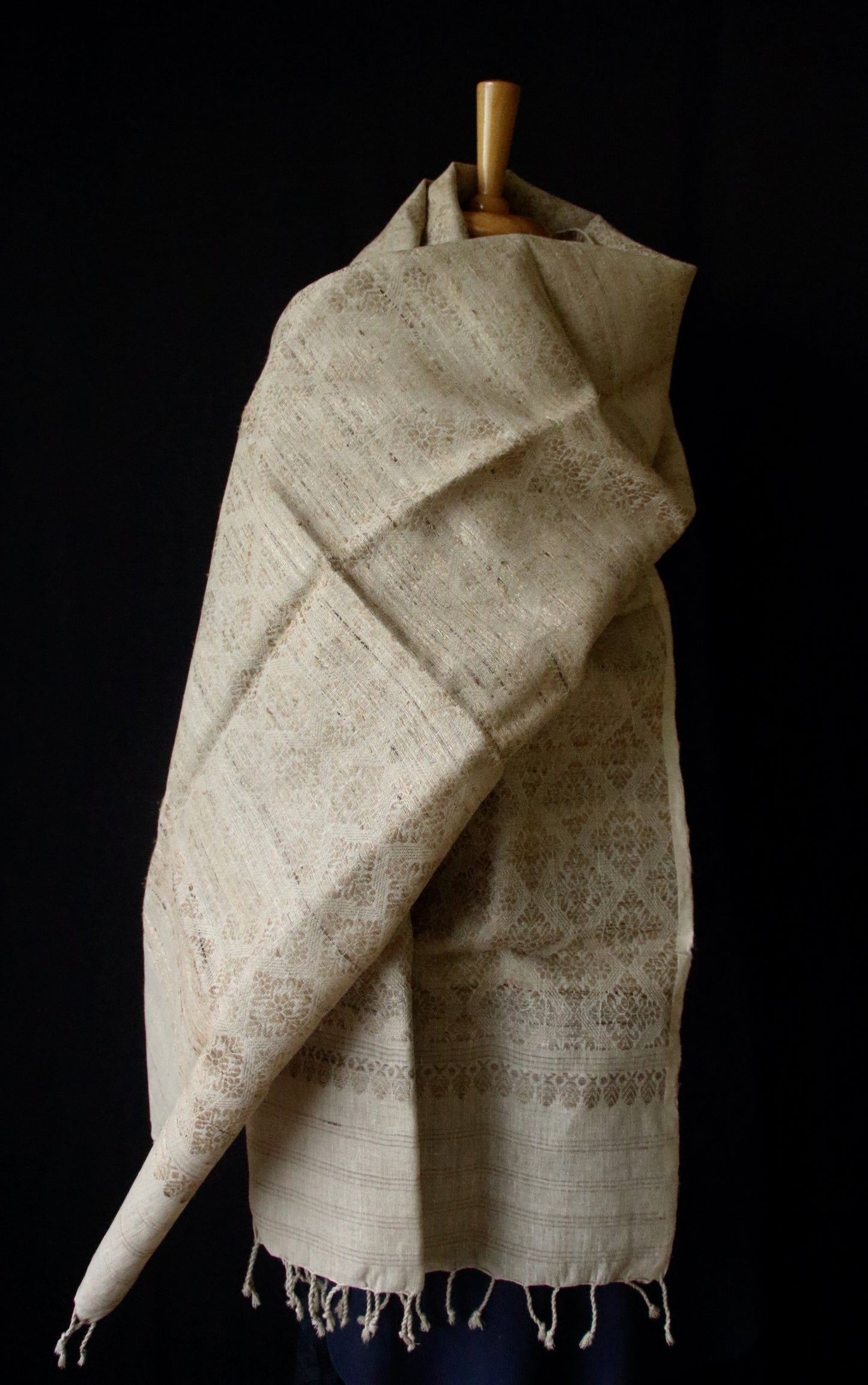 Eri Silk Handwoven Scarf / Small Size Shawl  with all over motifs from Assam (Copy)