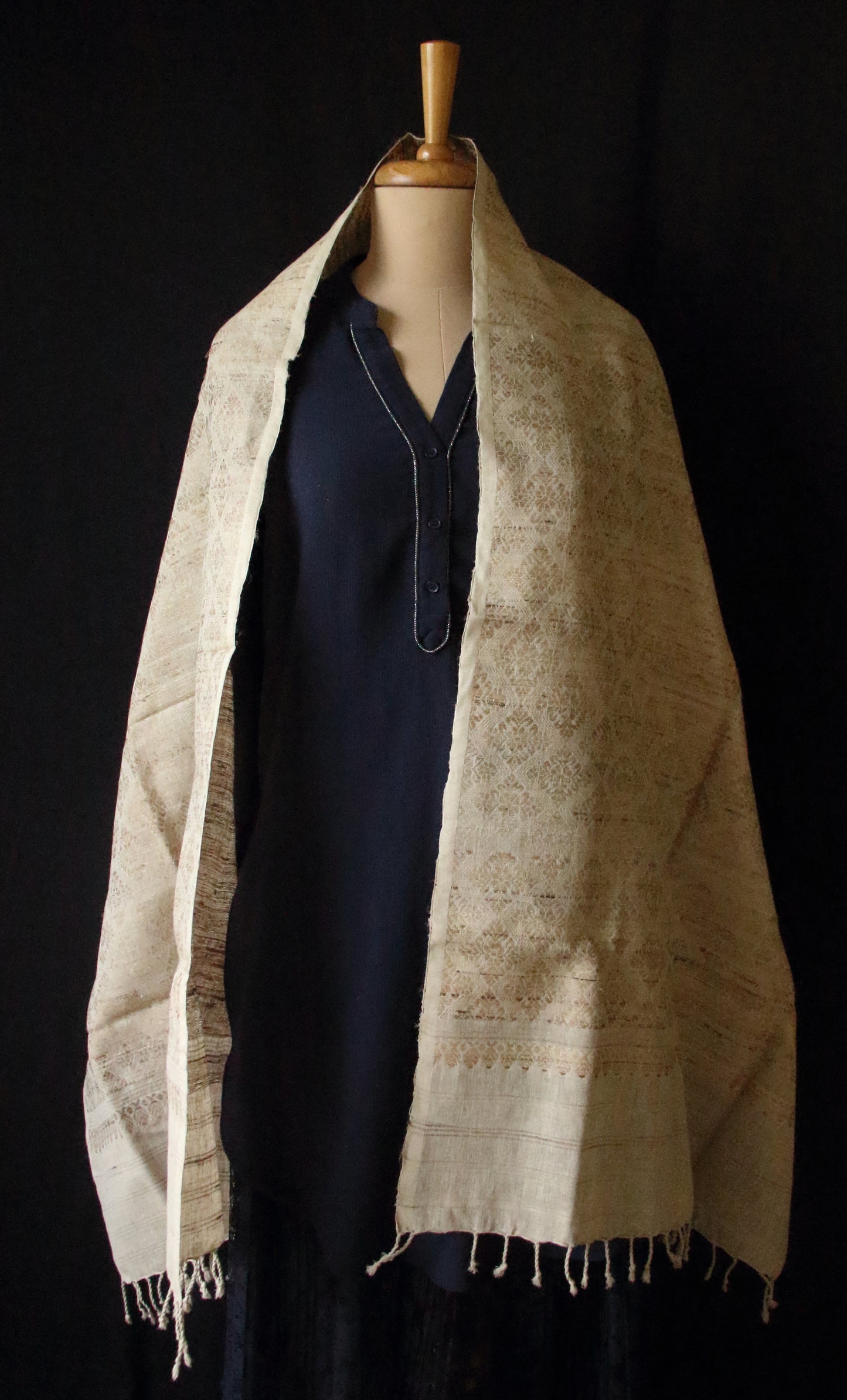 Eri Silk Handwoven Scarf / Small Size Shawl  with all over motifs from Assam (Copy)