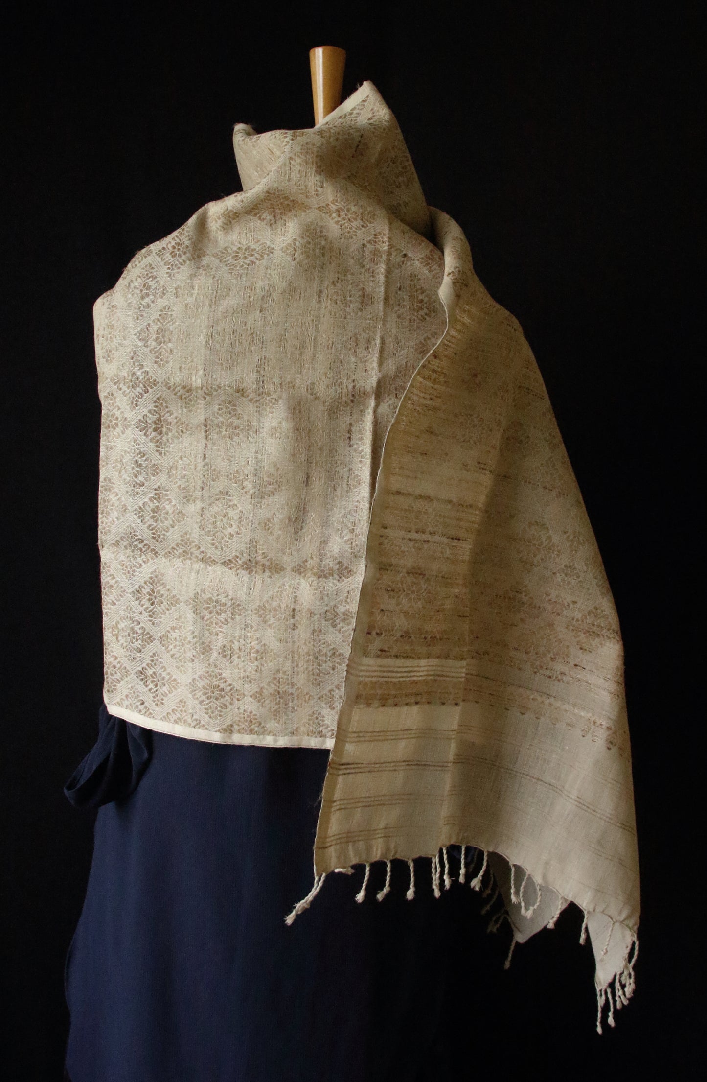 Eri Silk Handwoven Scarf / Small Size Shawl  with all over motifs from Assam (Copy)