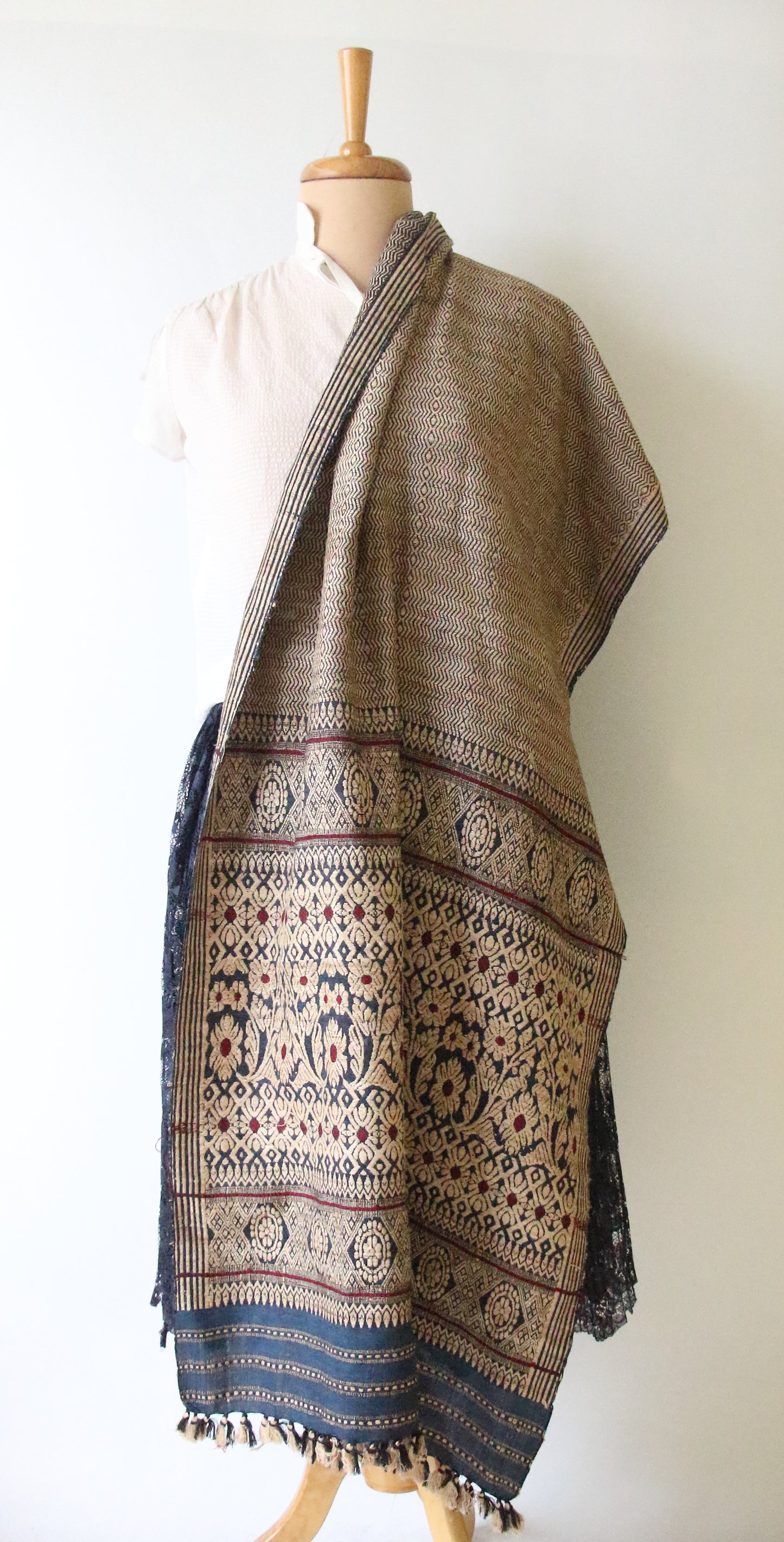 Deep Indigo Eri Silk Handwoven Small Size Shawl from Assam