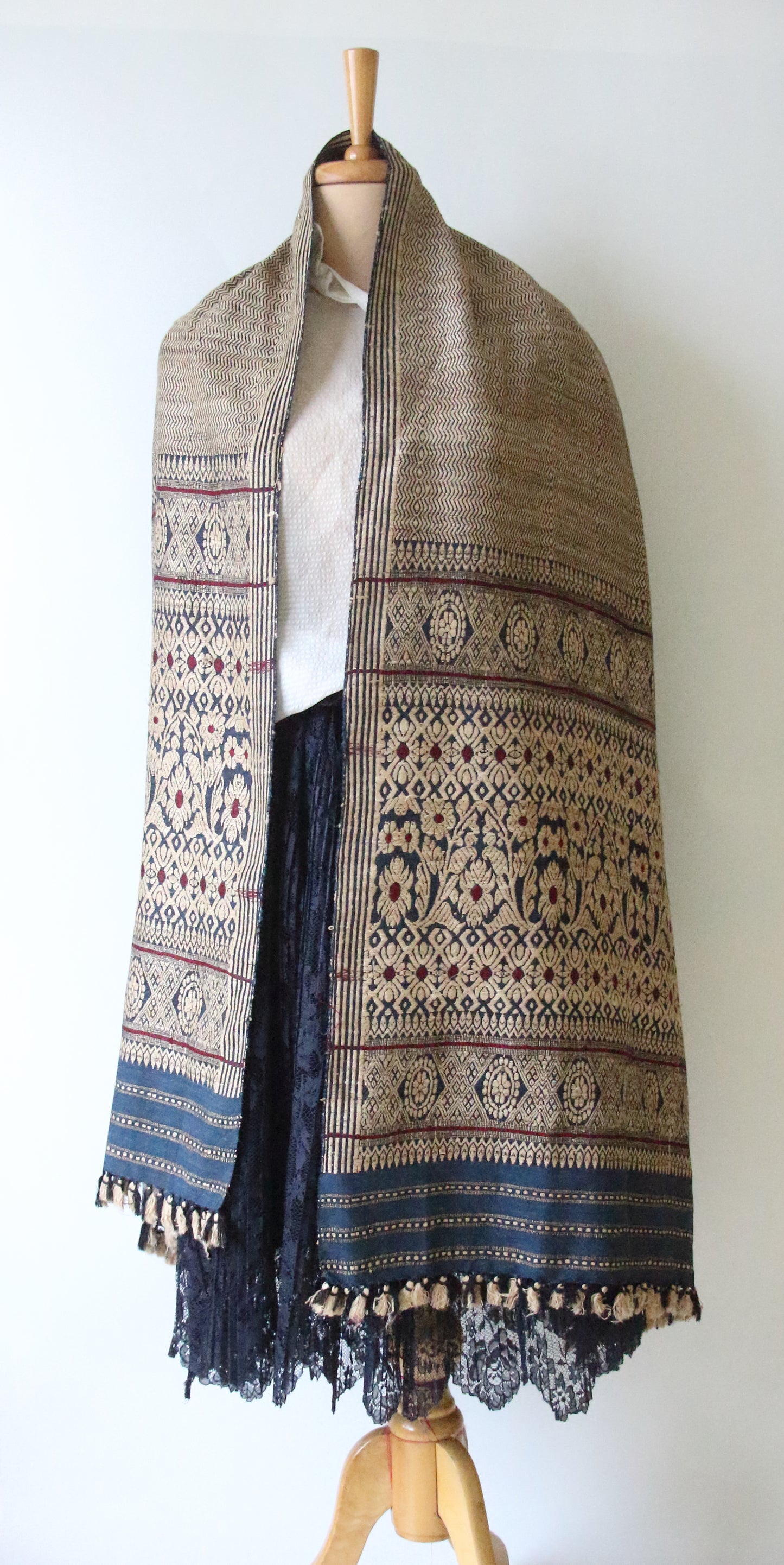 Deep Indigo Eri Silk Handwoven Small Size Shawl from Assam
