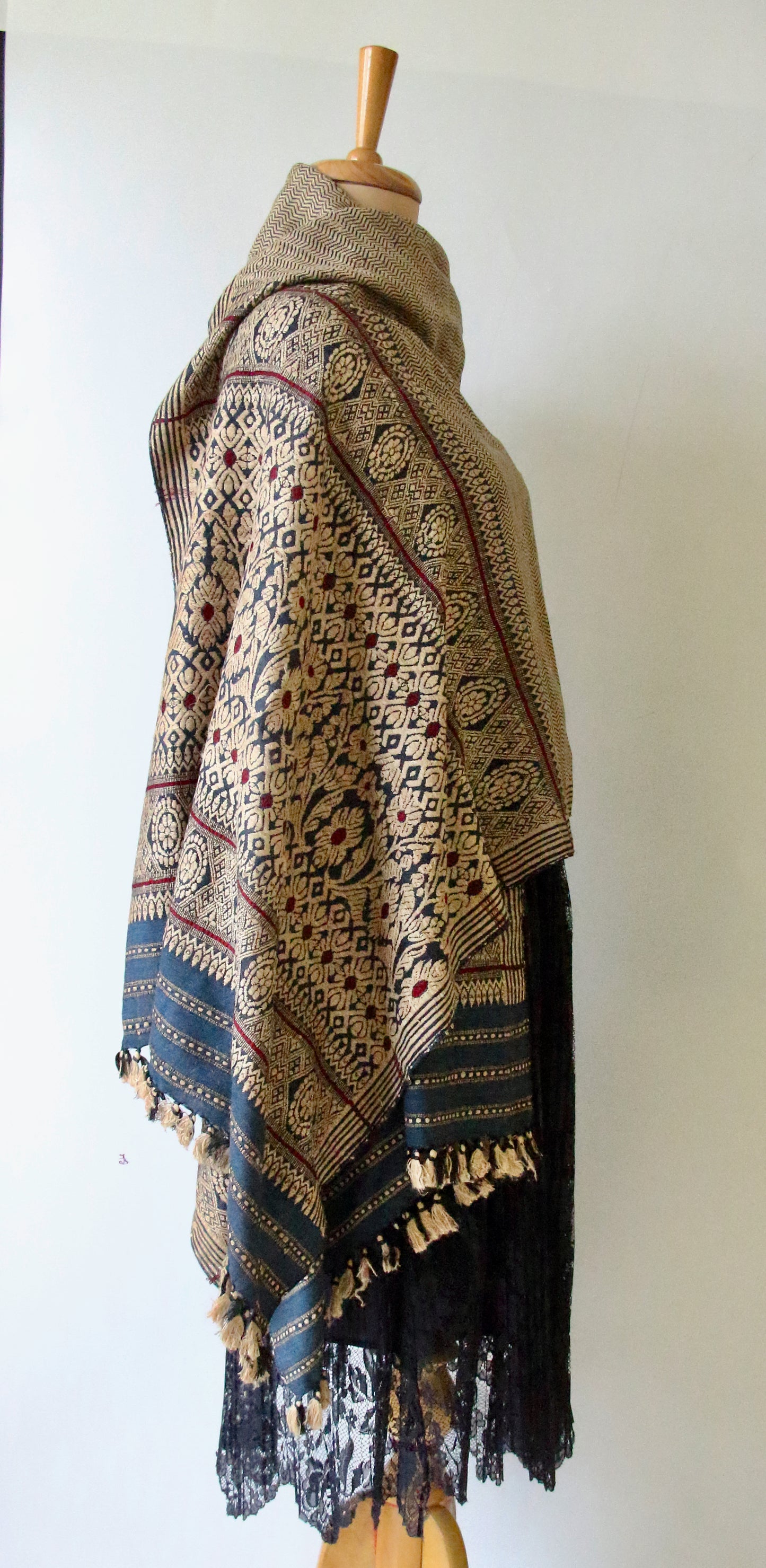 Deep Indigo Eri Silk Handwoven Small Size Shawl from Assam