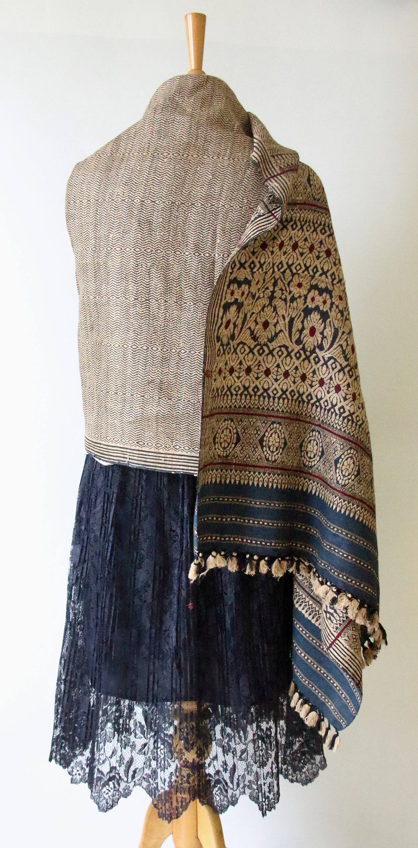 Deep Indigo Eri Silk Handwoven Small Size Shawl from Assam