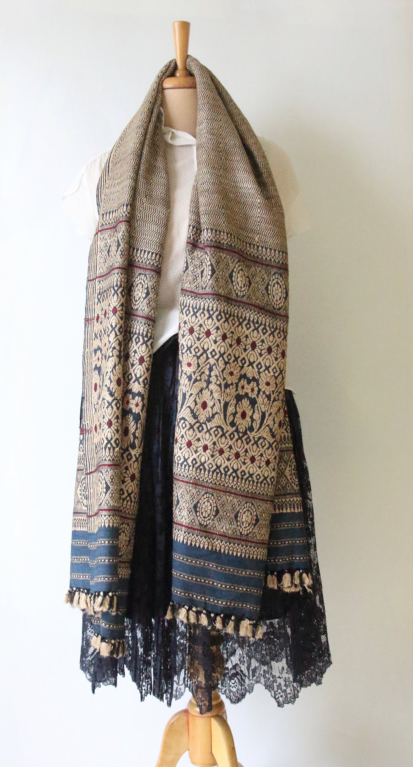 Deep Indigo Eri Silk Handwoven Small Size Shawl from Assam