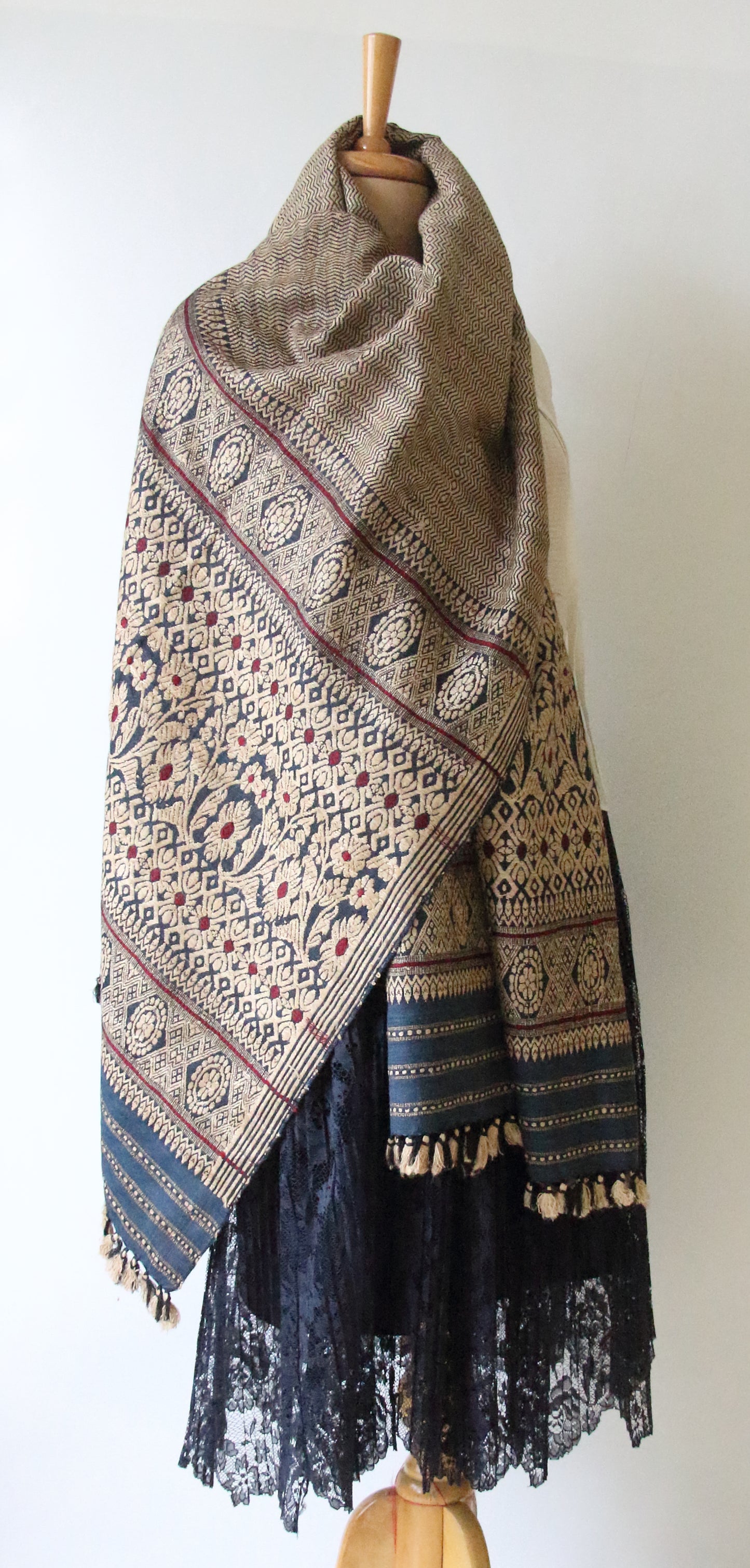 Deep Indigo Eri Silk Handwoven Small Size Shawl from Assam