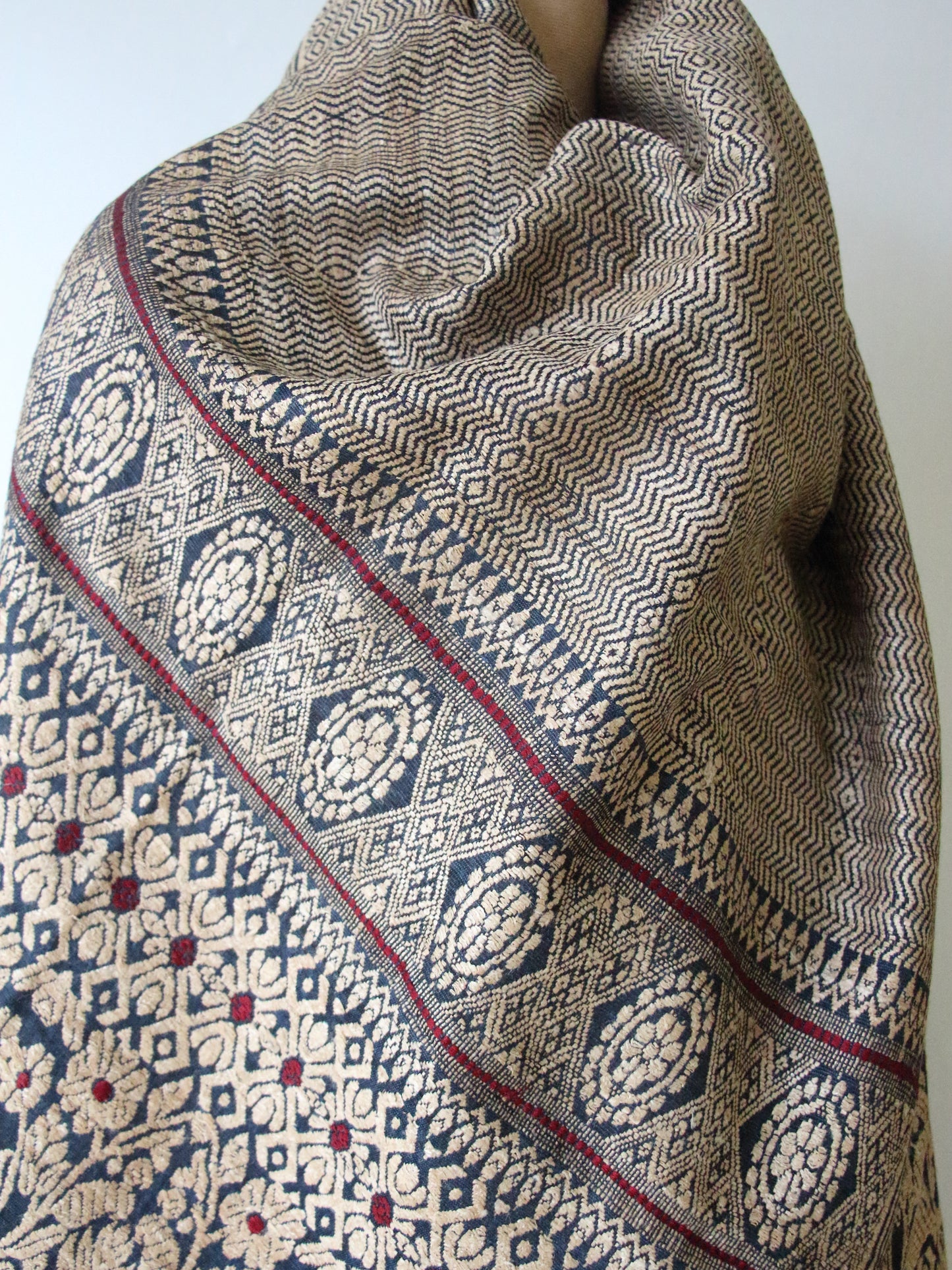 Deep Indigo Eri Silk Handwoven Small Size Shawl from Assam