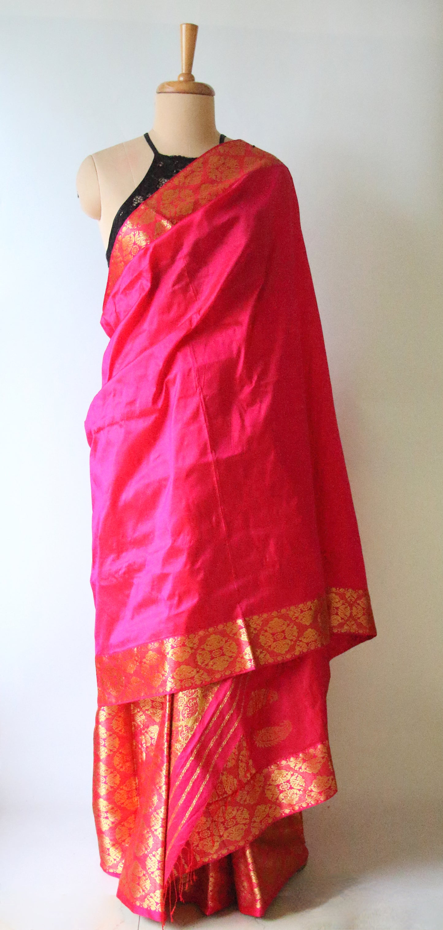 Rani Pink  Traditional Handloom Mulberry Silk Mekhla Chador Set from Assam