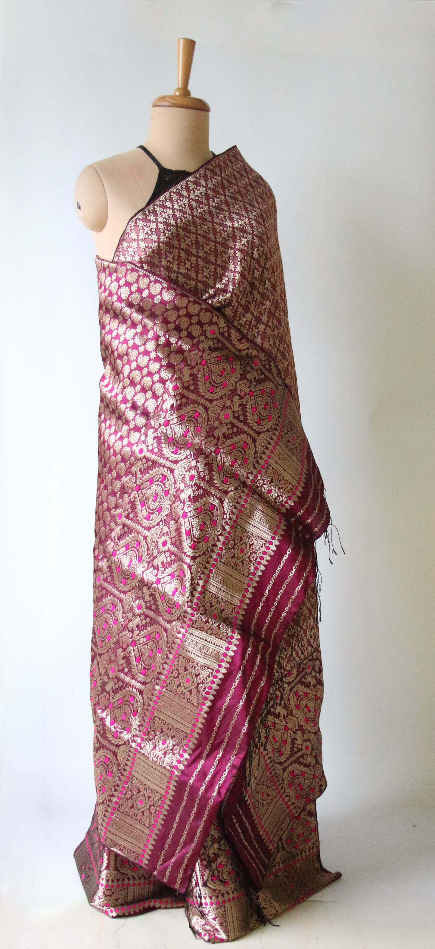 Bridal Traditional Handloom Mulberry Silk Mekhla Chador Set from Assam