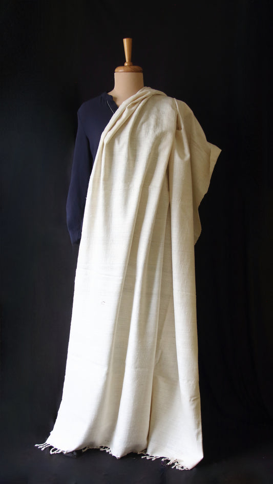 Natural Off White Handwoven Eri Silk Shawl from Assam