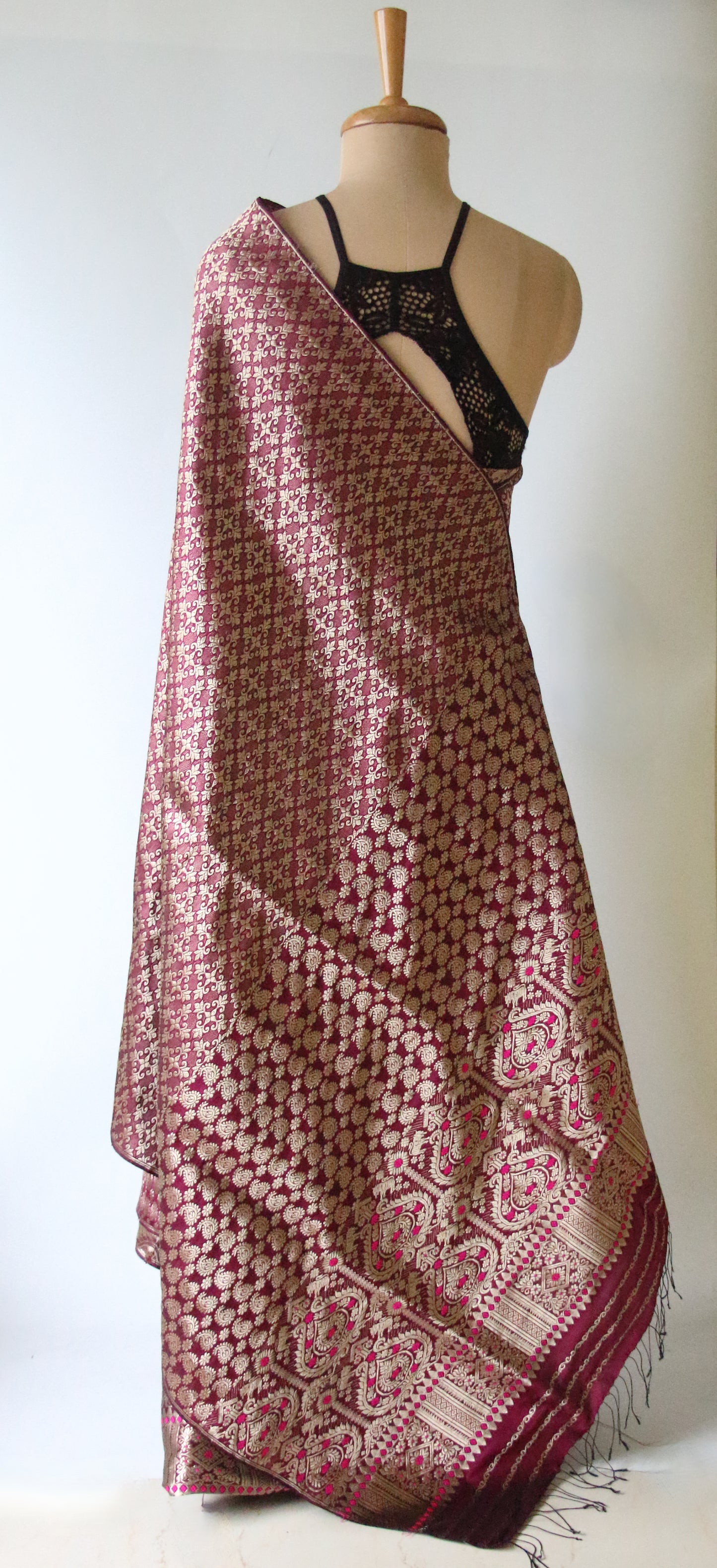 Bridal Traditional Handloom Mulberry Silk Mekhla Chador Set from Assam
