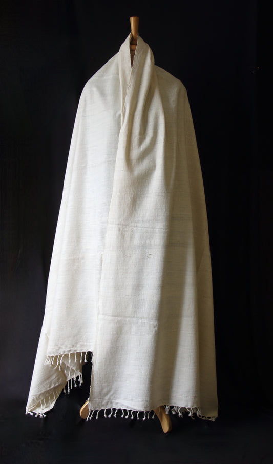 Natural Off White Handwoven Eri Silk Shawl from Assam