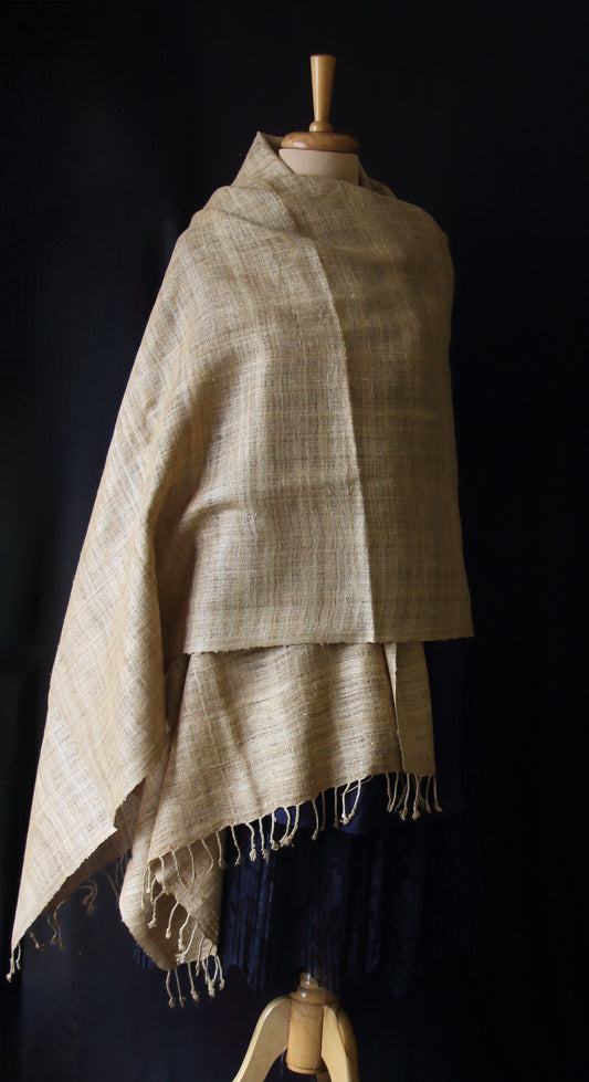 Handwoven  Muga Ghicha Silk Shawl from Assam