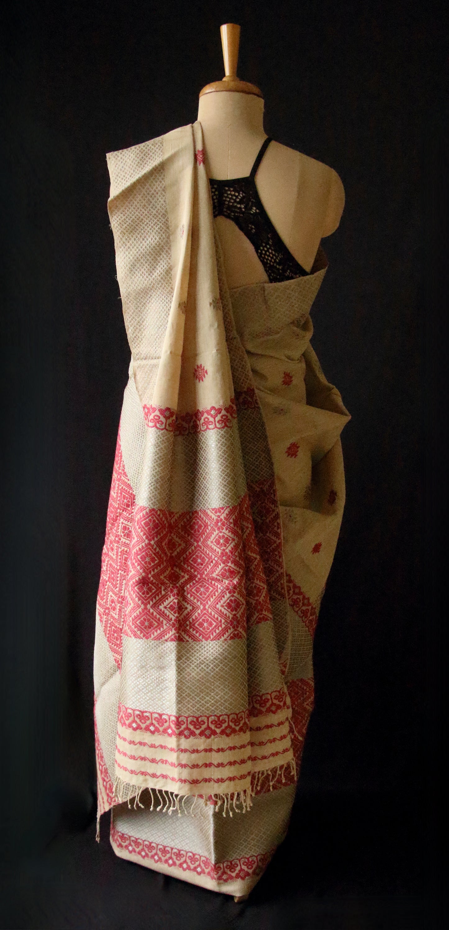 Natural Brown Eri Silk by Muga Silk  Traditional Mekhela Chador Set from Assam