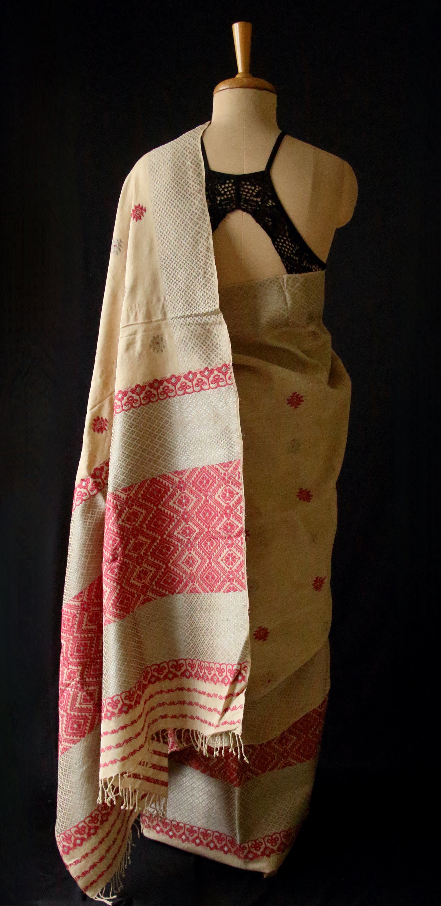Natural Brown Eri Silk by Muga Silk  Traditional Mekhela Chador Set from Assam