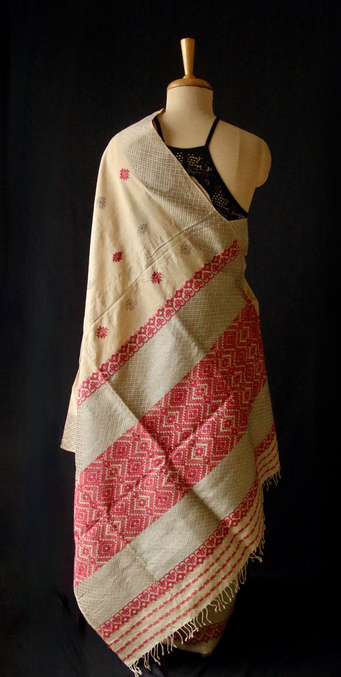 Natural Brown Eri Silk by Muga Silk  Traditional Mekhela Chador Set from Assam
