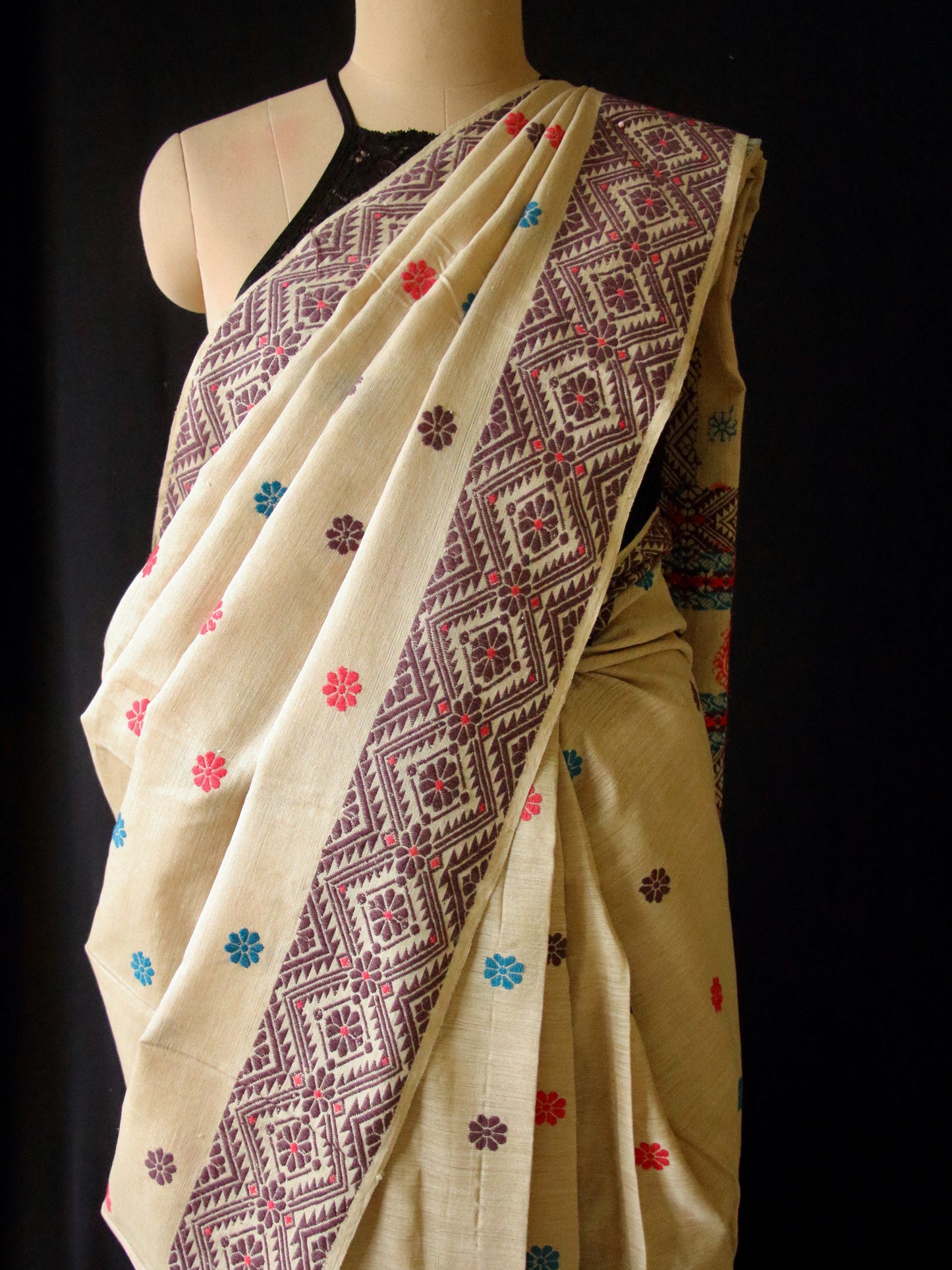 Eri Silk Saree in Natural Brown colour from Assam