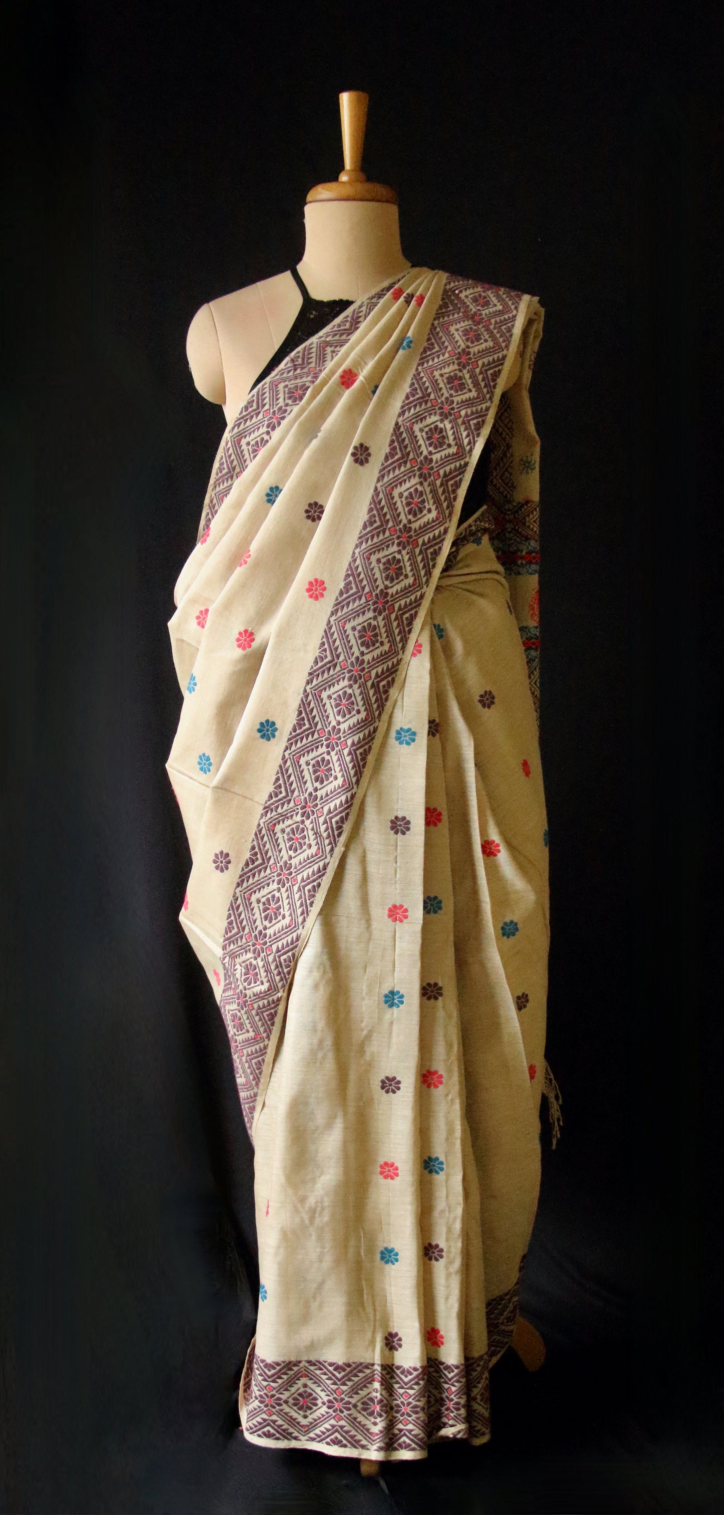 Eri Silk Saree in Natural Brown colour from Assam