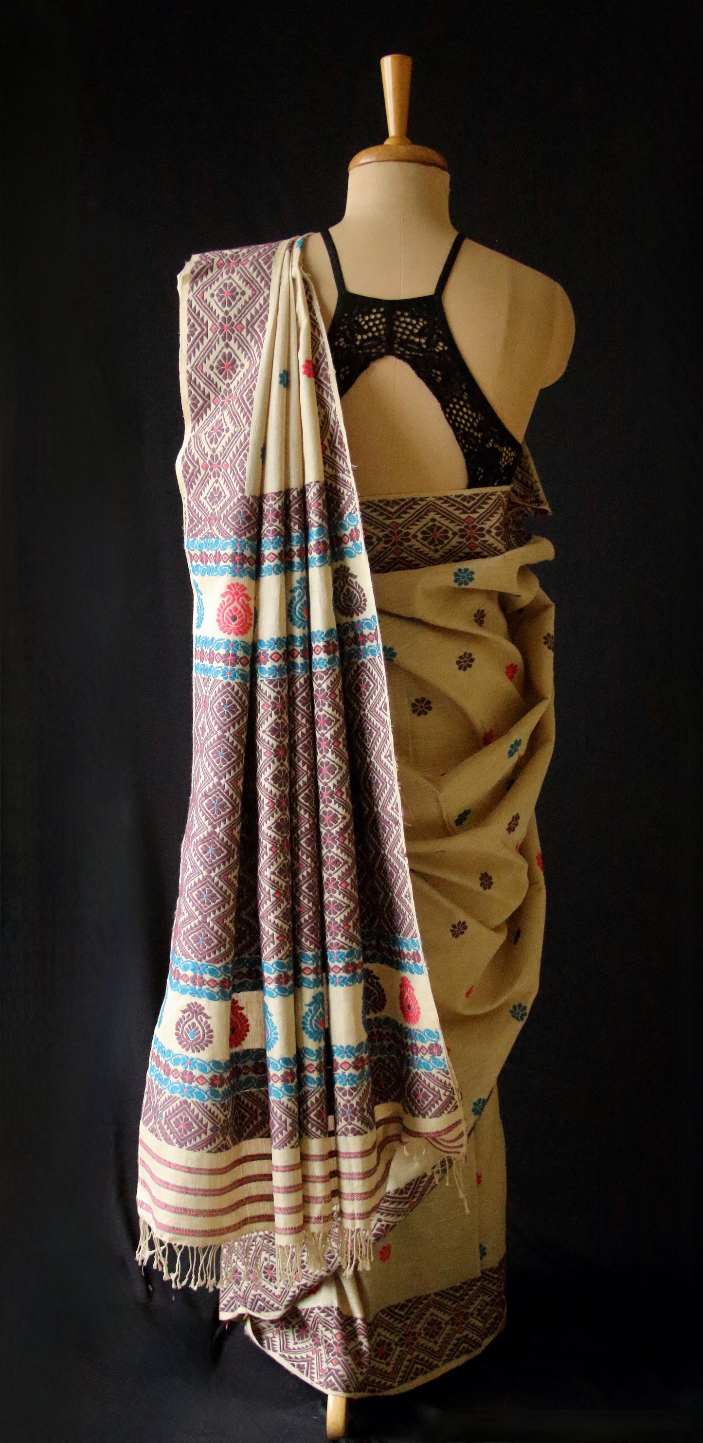 Eri Silk Saree in Natural Brown colour from Assam