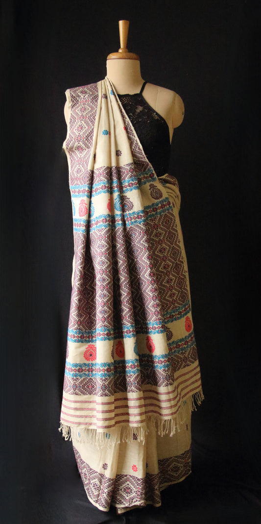 Eri Silk Saree in Natural Brown colour from Assam