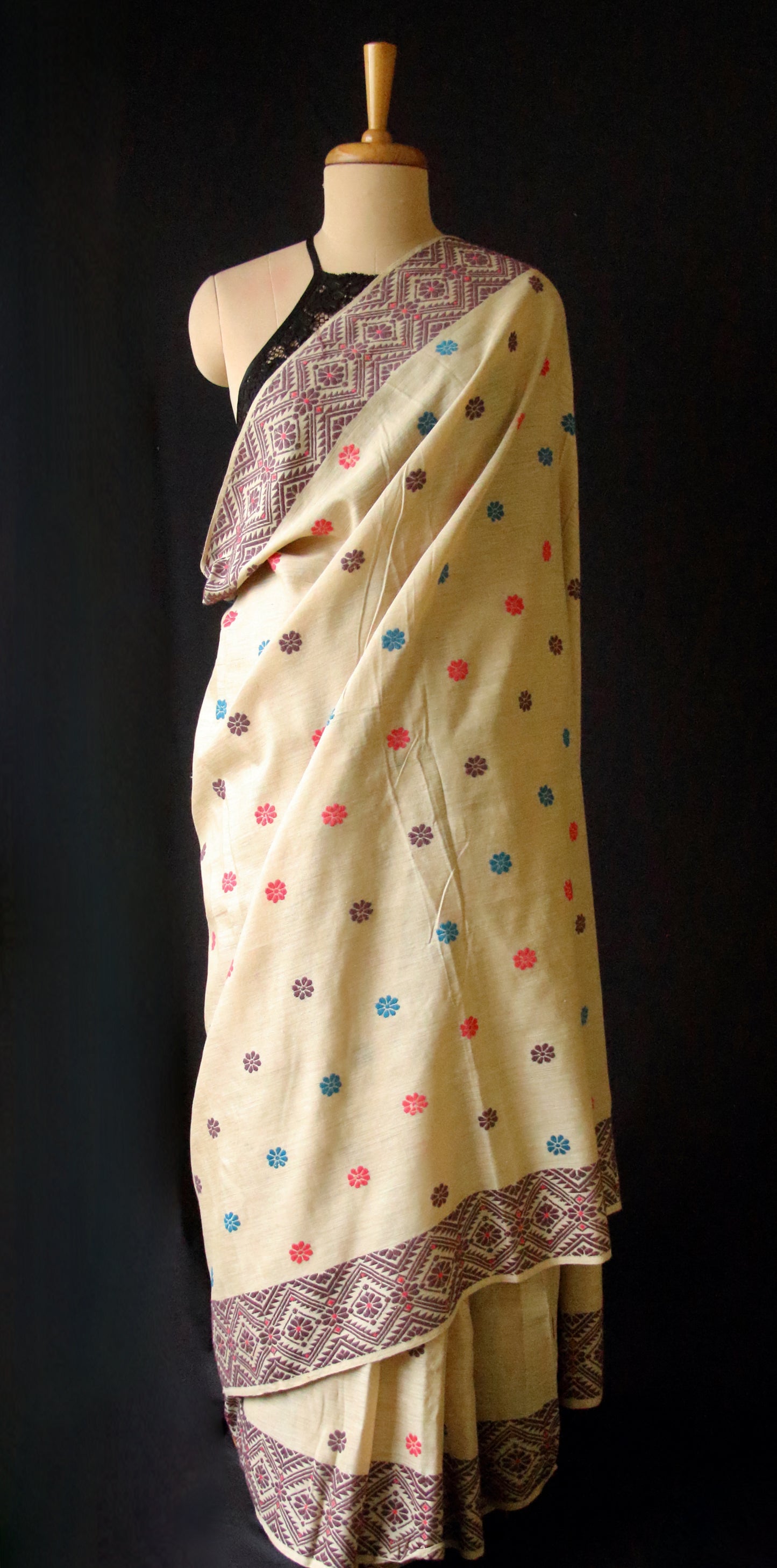 Eri Silk Saree in Natural Brown colour from Assam
