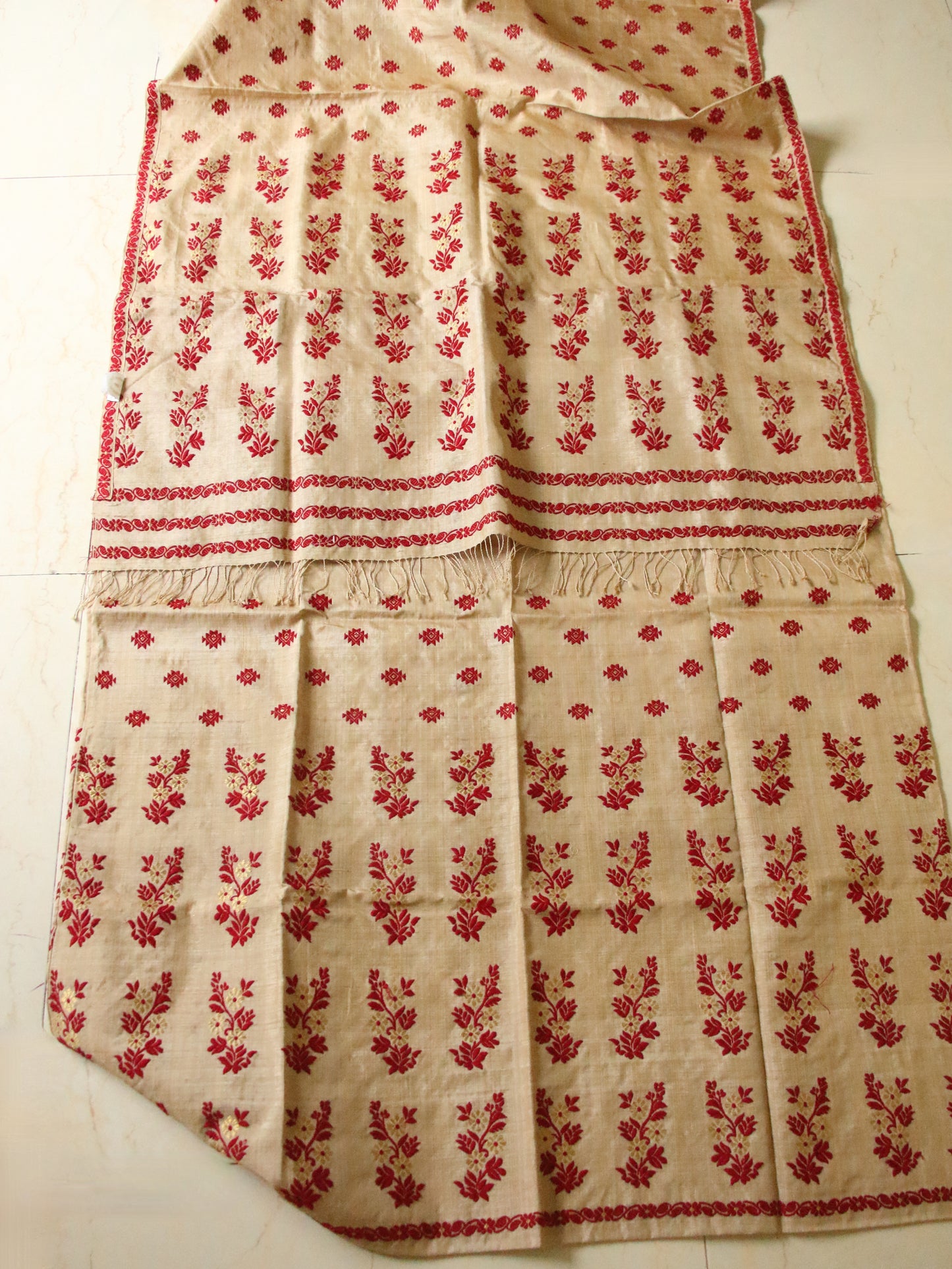 Handloom Muga Silk Mekhla Chador Set with floral motifs - Order Only