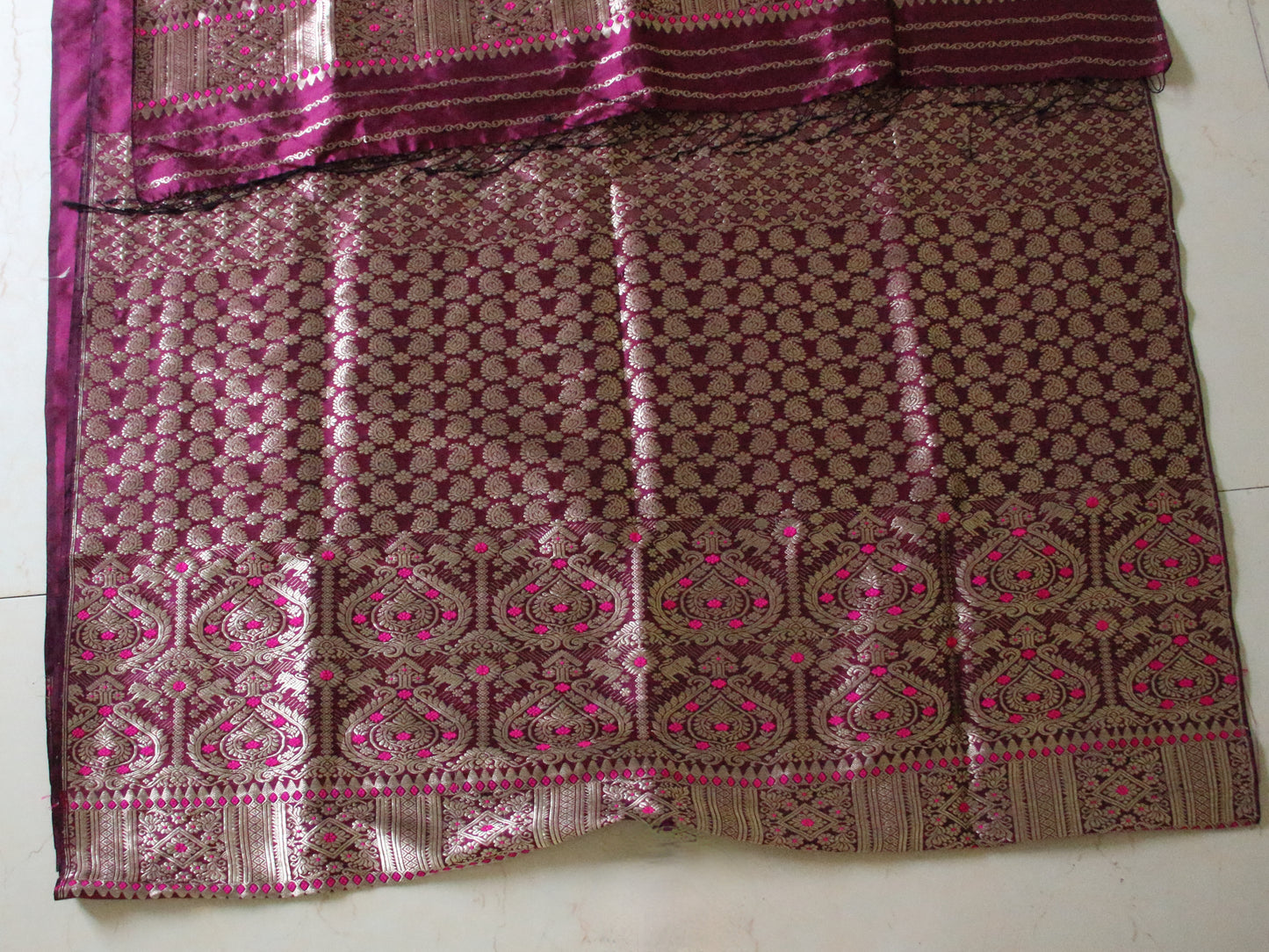 Bridal Traditional Handloom Mulberry Silk Mekhla Chador Set from Assam