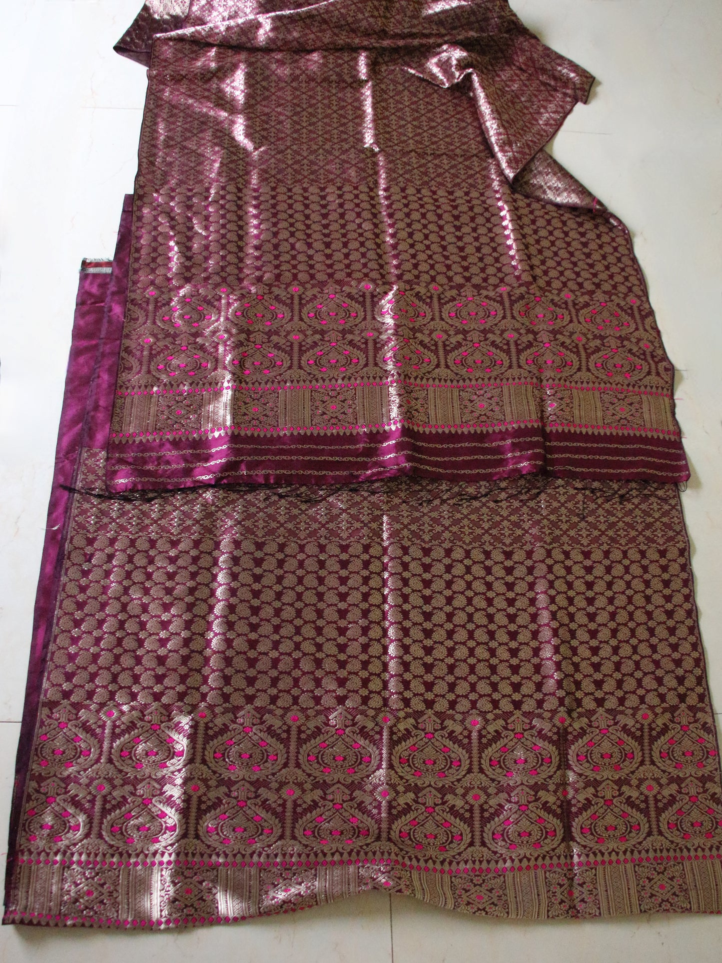 Bridal Traditional Handloom Mulberry Silk Mekhla Chador Set from Assam