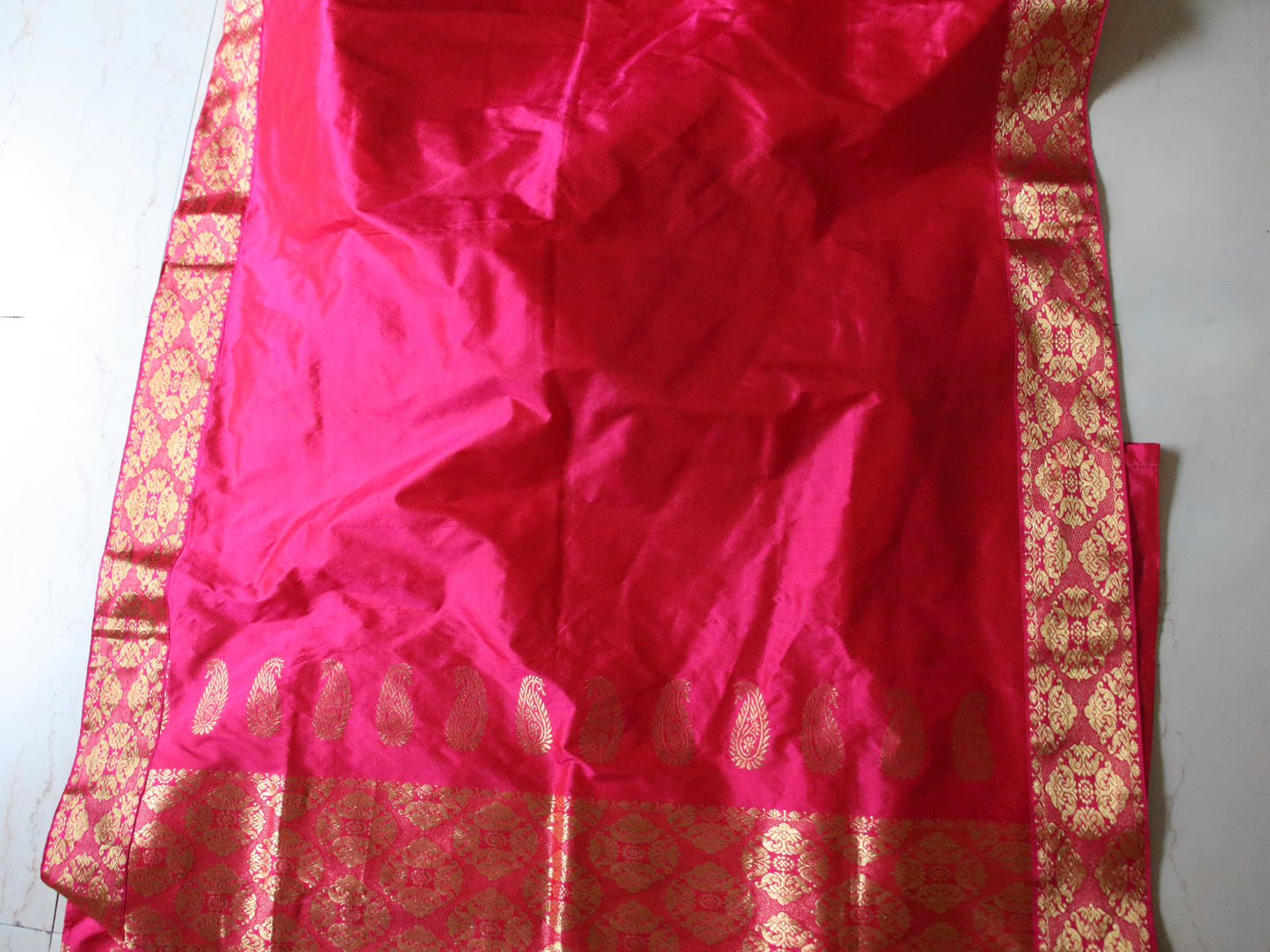 Rani Pink  Traditional Handloom Mulberry Silk Mekhla Chador Set from Assam