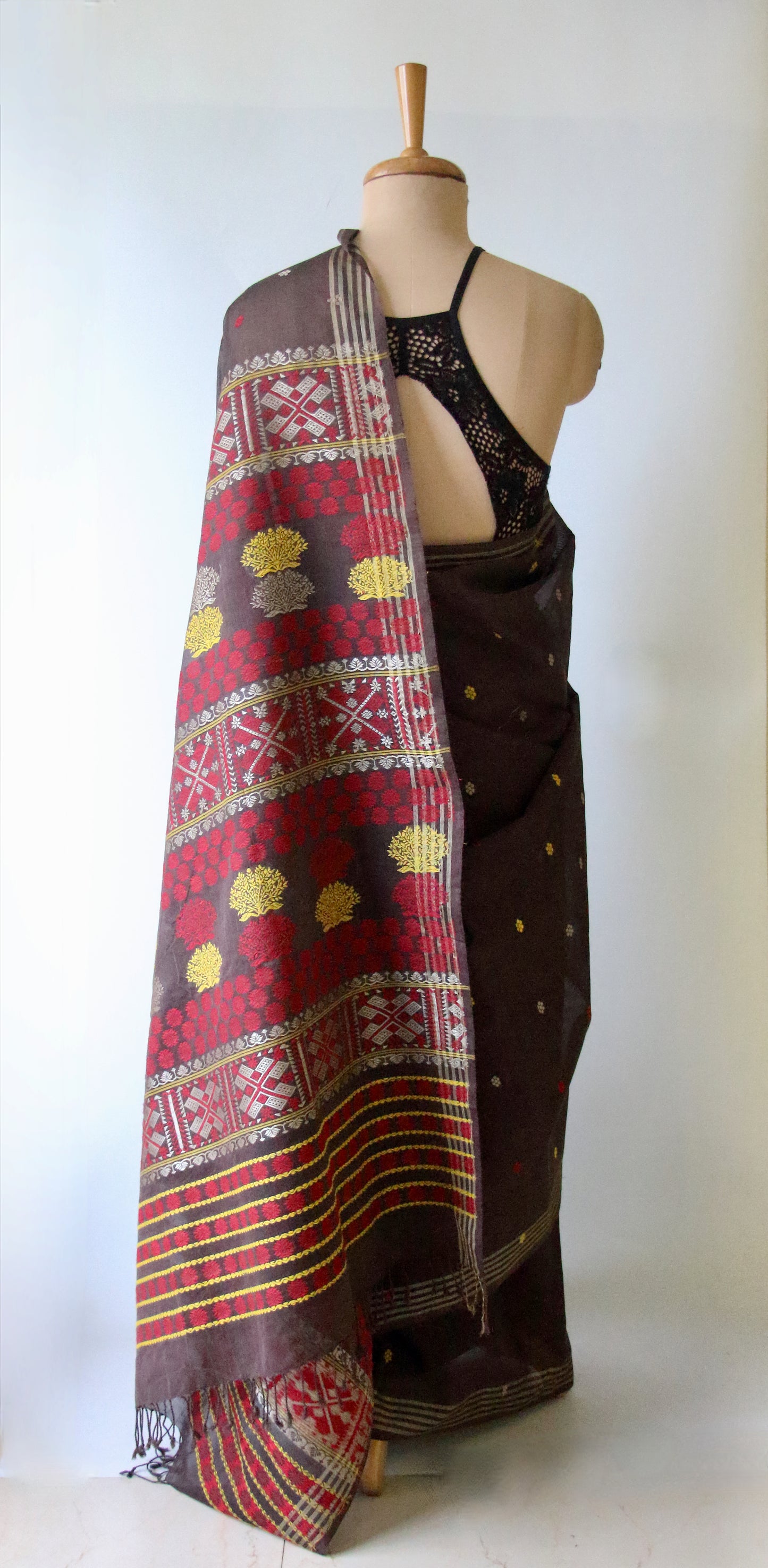 Natural Dyed Handloom Cotton Silk Saree from Assam , India