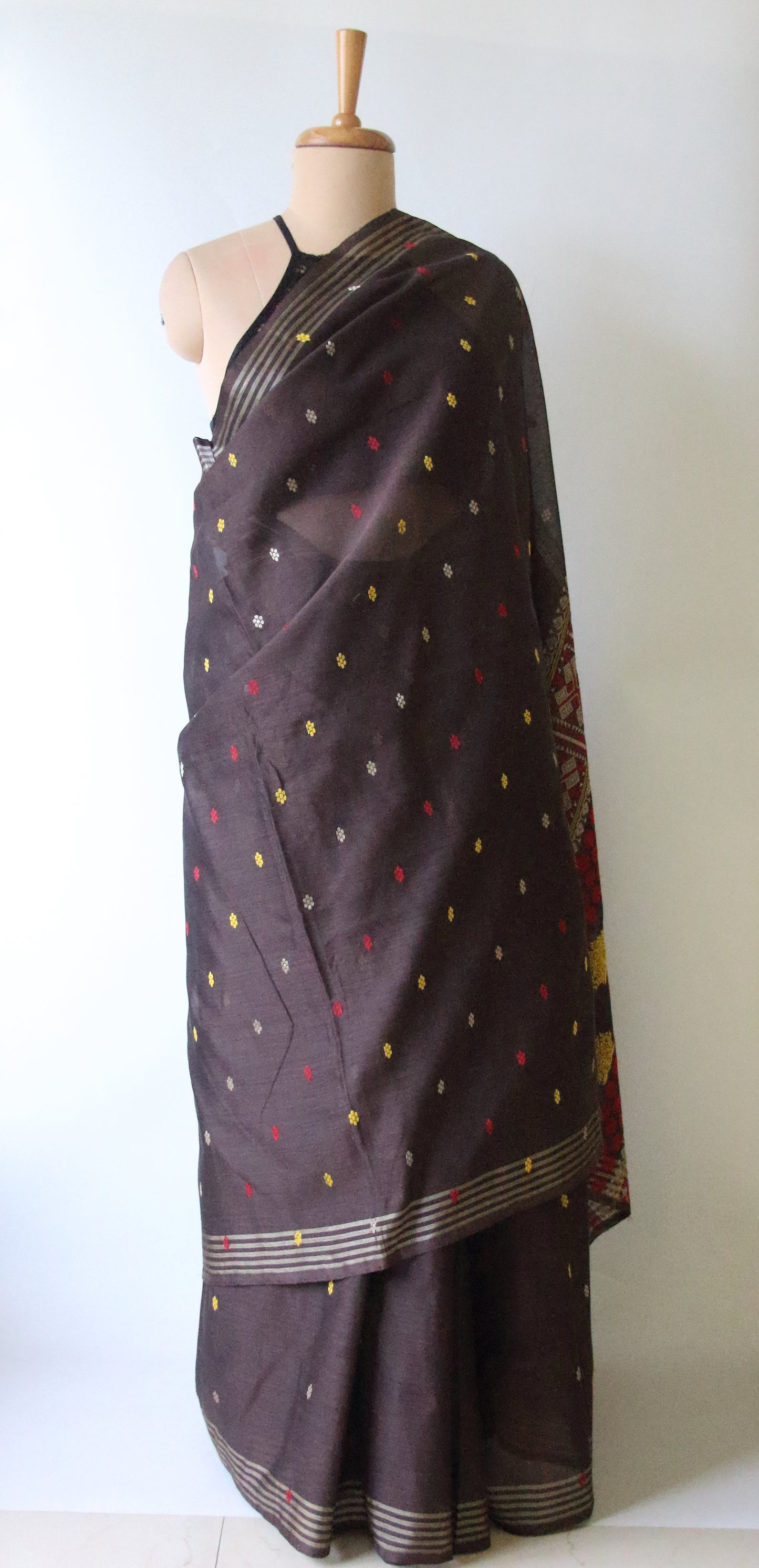 Natural Dyed Handloom Cotton Silk Saree from Assam , India