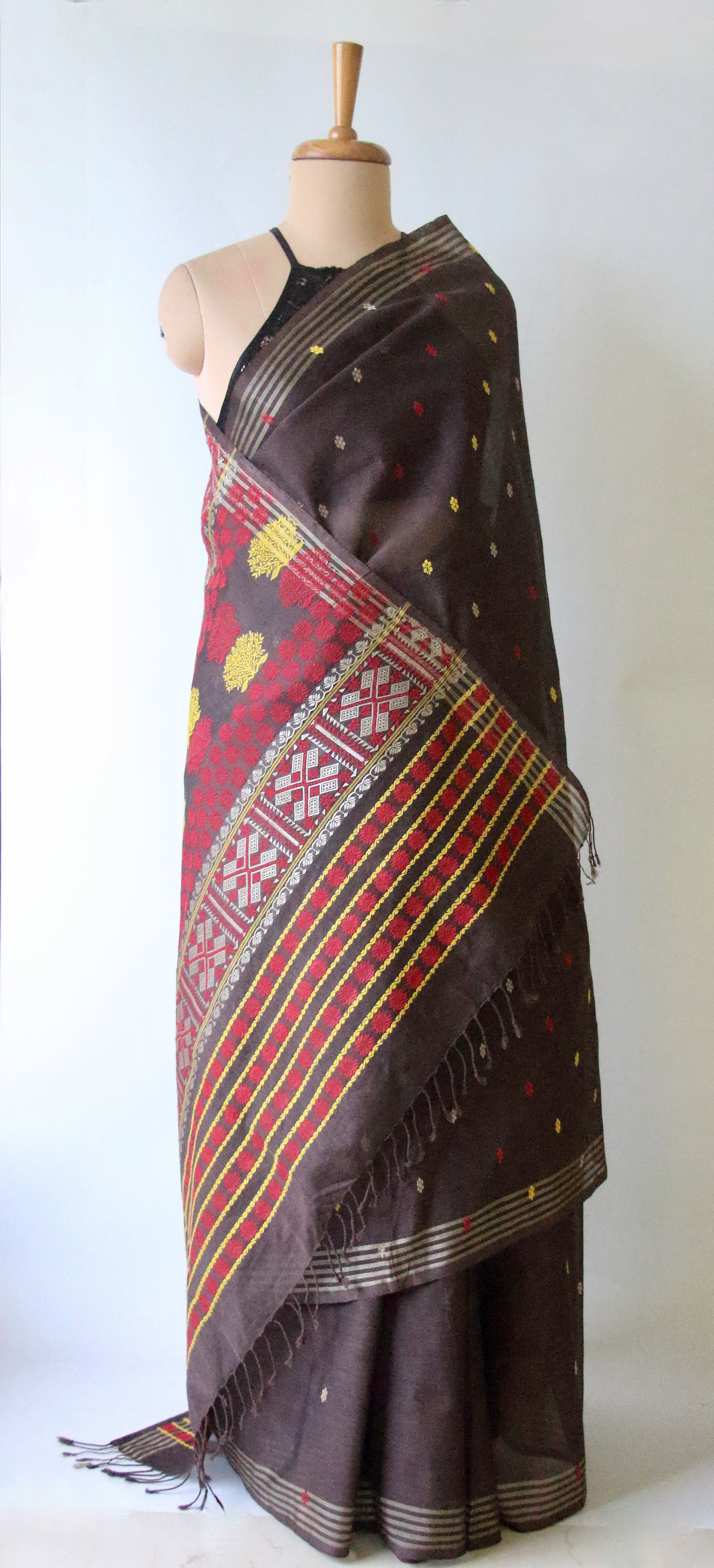 Natural Dyed Handloom Cotton Silk Saree from Assam , India