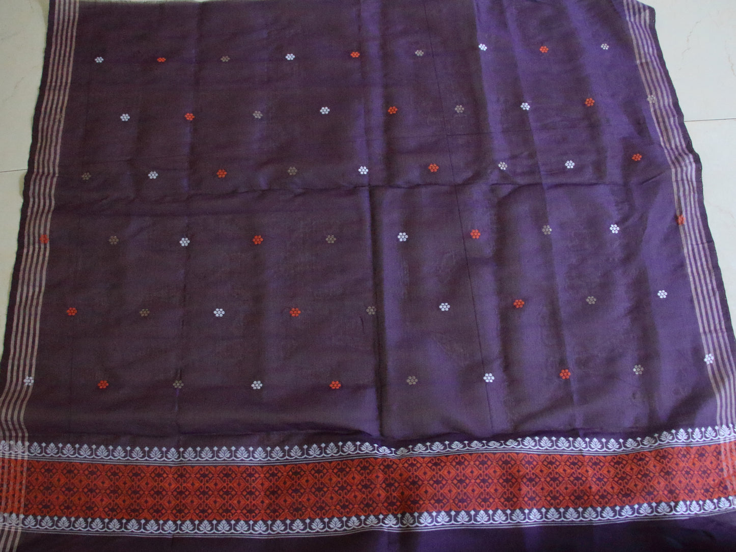 Purple Handloom Cotton Silk Saree from Assam