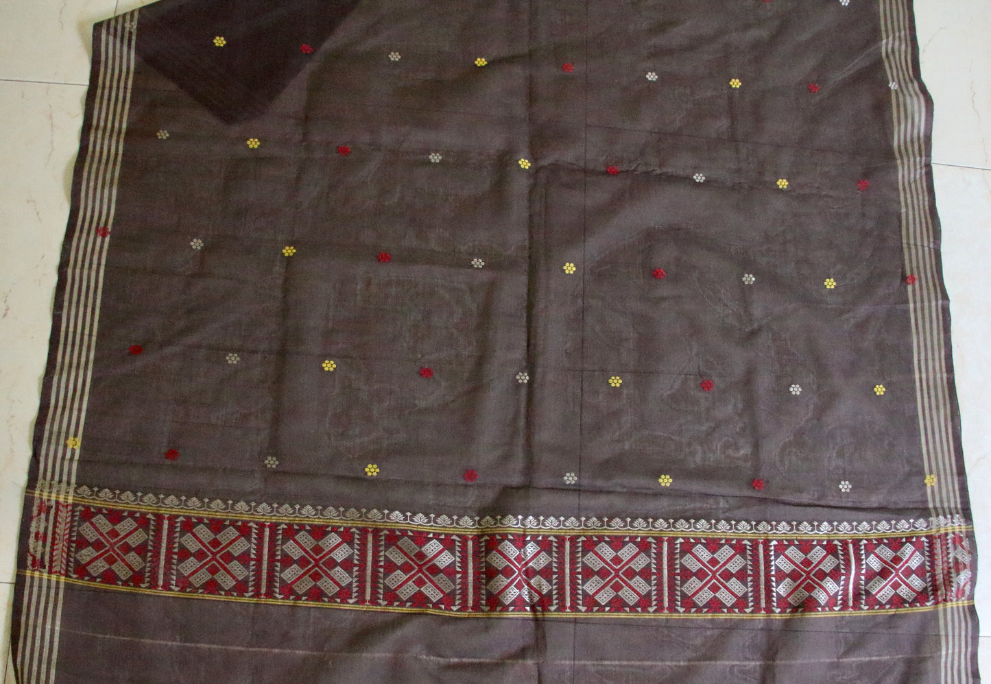 Natural Dyed Handloom Cotton Silk Saree from Assam , India
