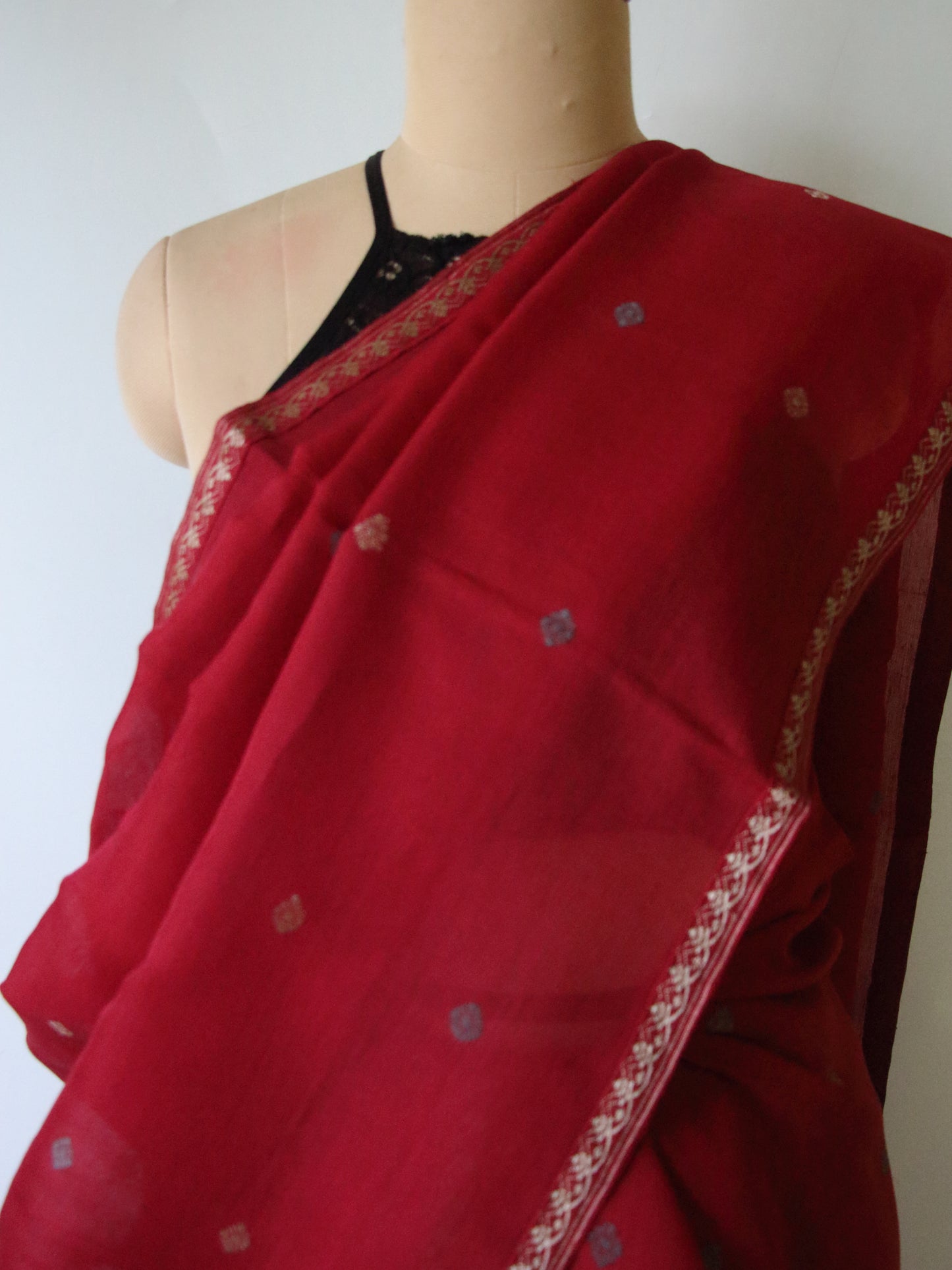 Maroon Natural dyed  Cotton Silk Handloom Mekhela Chador Set from Assam (Copy)