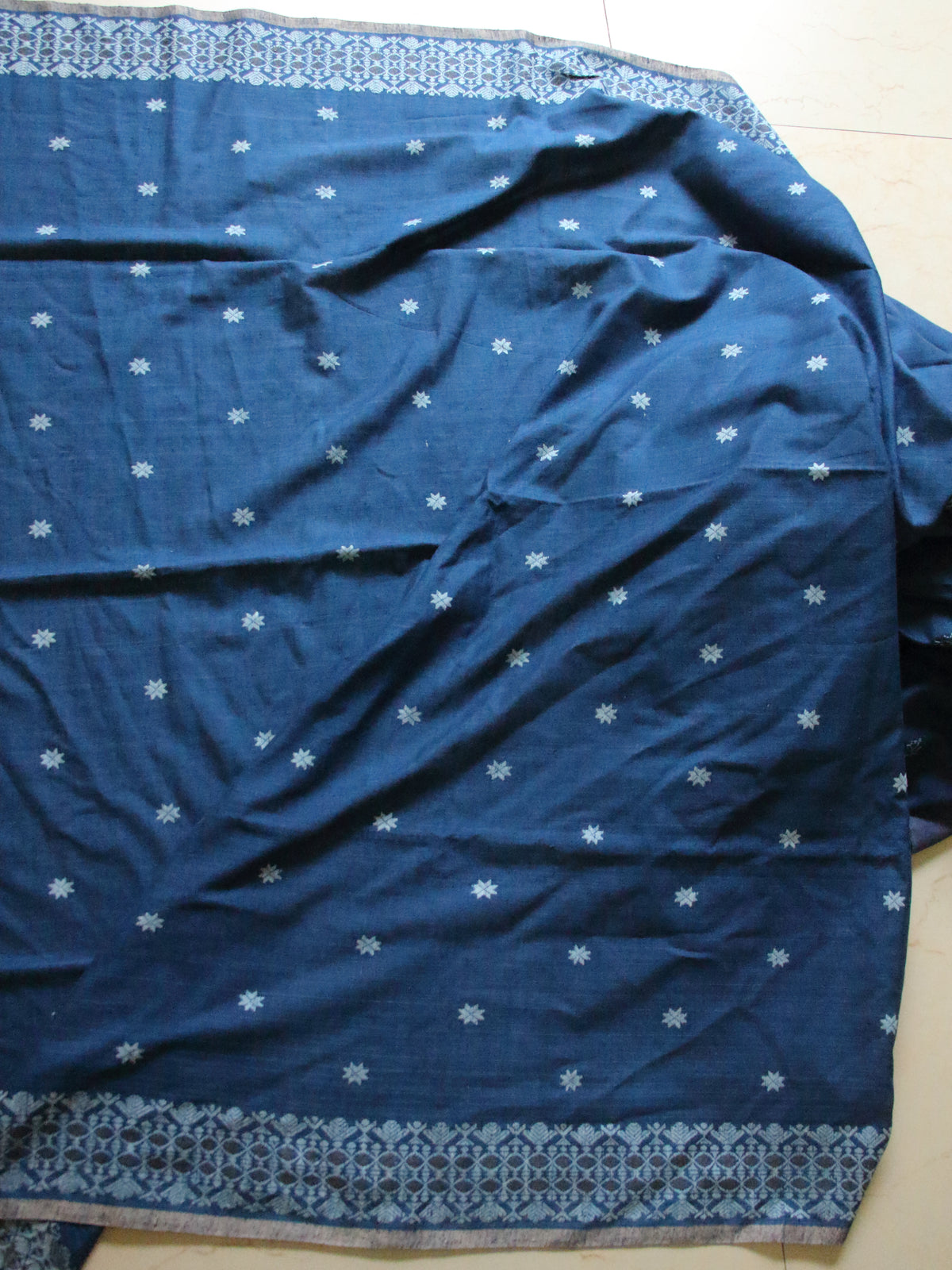 Natural Dyed Indigo Handloom Eri Silk  Sari from Assam