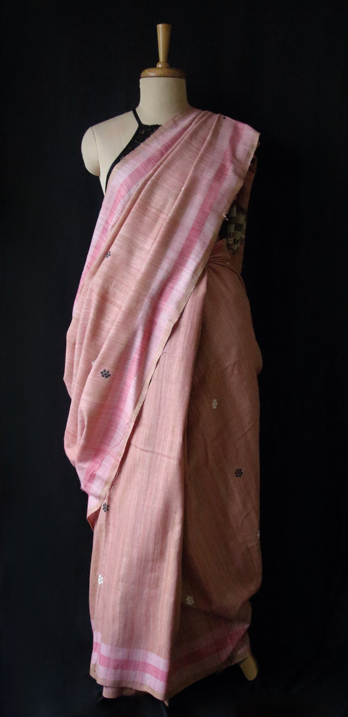 Handwoven Pink  Natural Dyed Eri Silk Sari from Assam