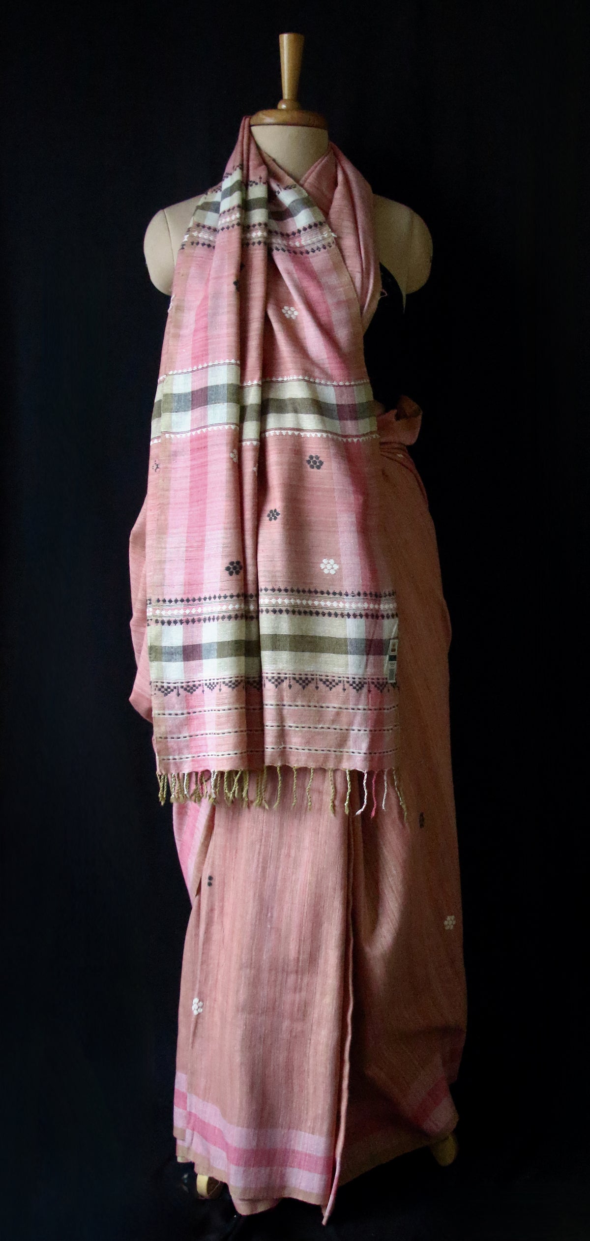 Handwoven Pink  Natural Dyed Eri Silk Sari from Assam