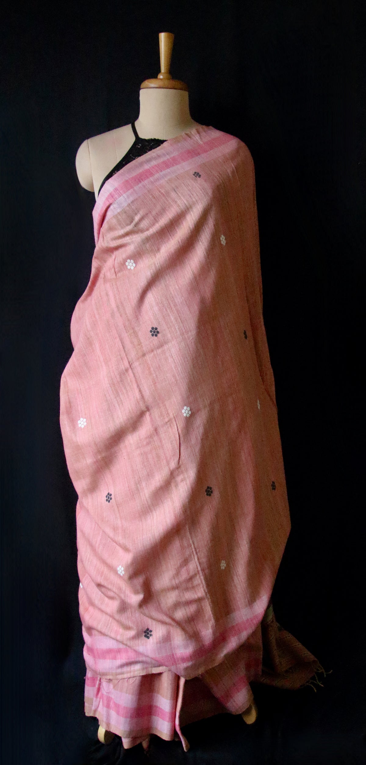 Handwoven Pink  Natural Dyed Eri Silk Sari from Assam