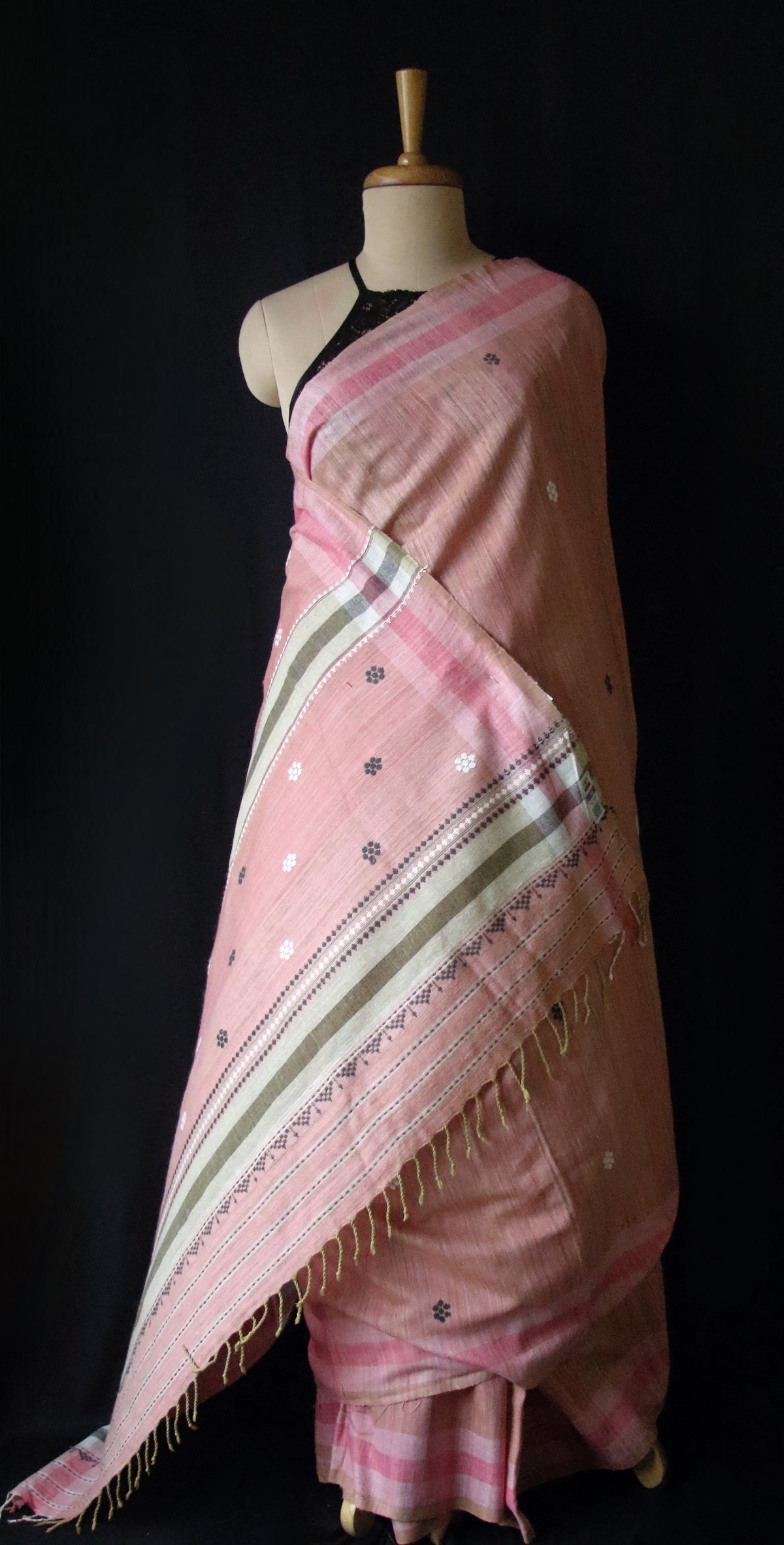 Handwoven Pink  Natural Dyed Eri Silk Sari from Assam
