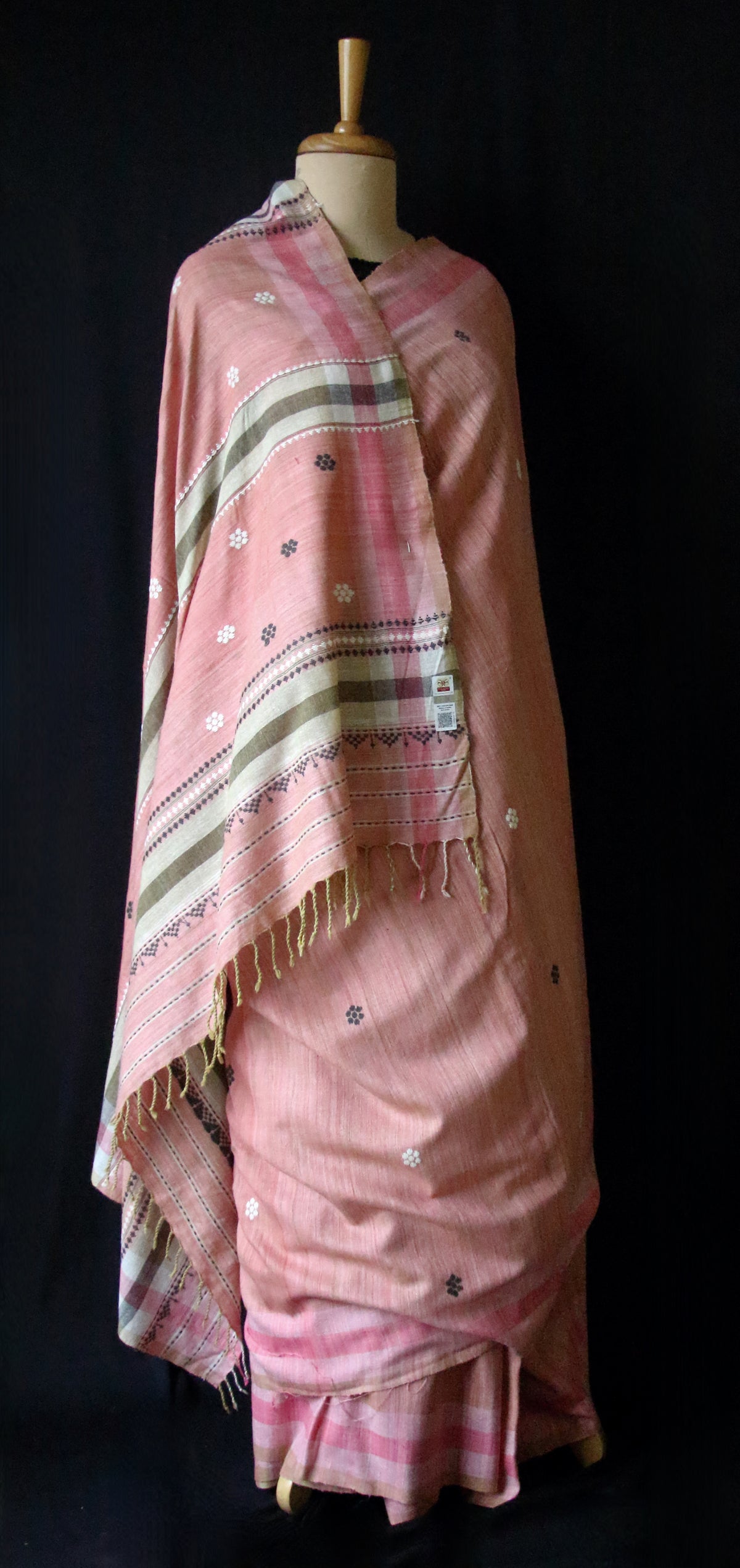 Handwoven Pink  Natural Dyed Eri Silk Sari from Assam
