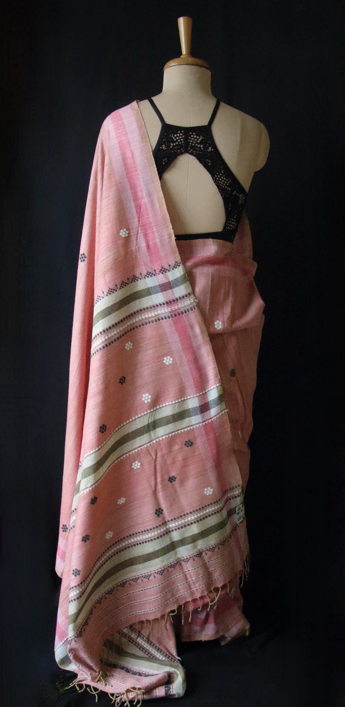 Handwoven Pink  Natural Dyed Eri Silk Sari from Assam