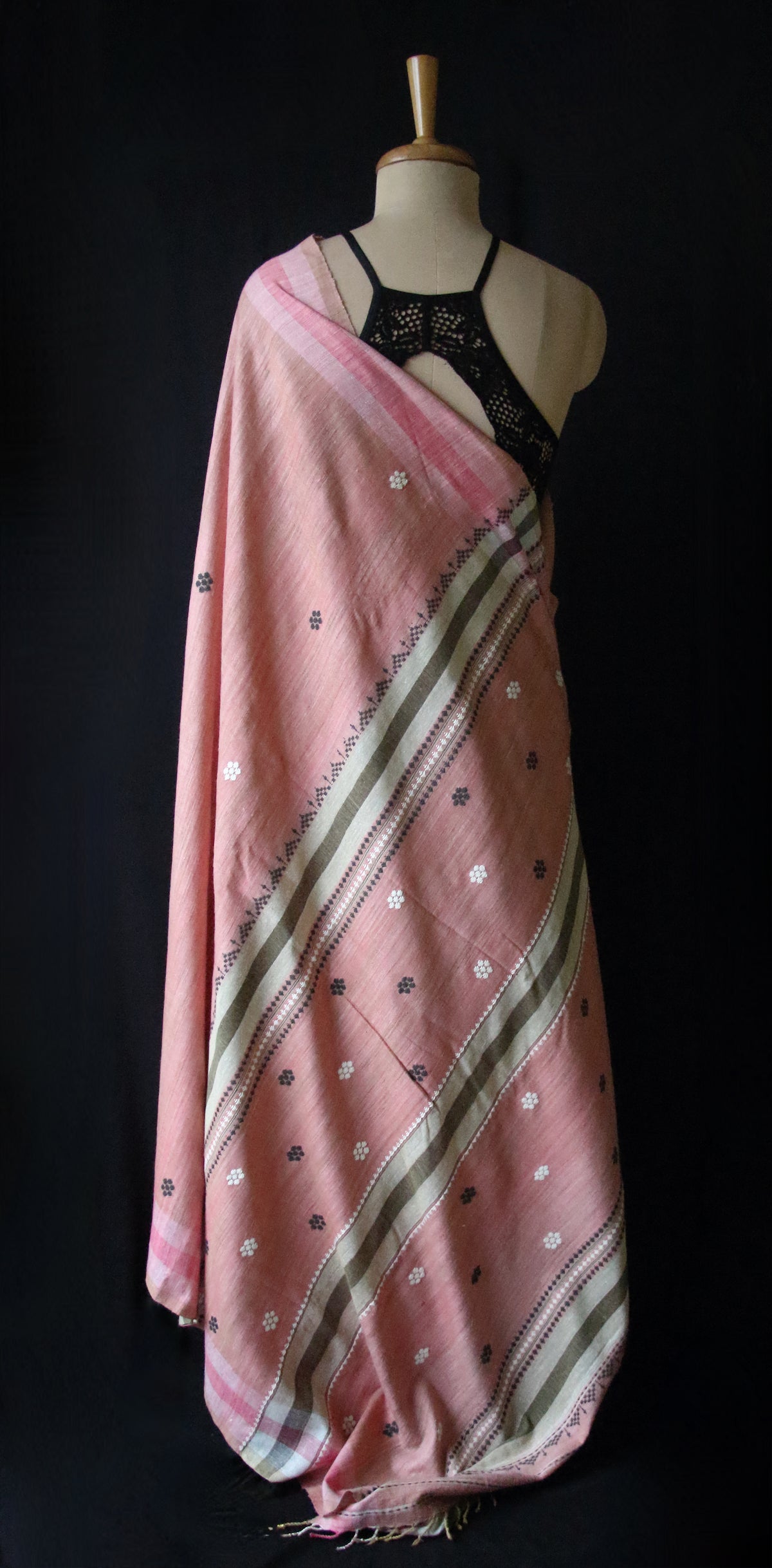 Handwoven Pink  Natural Dyed Eri Silk Sari from Assam