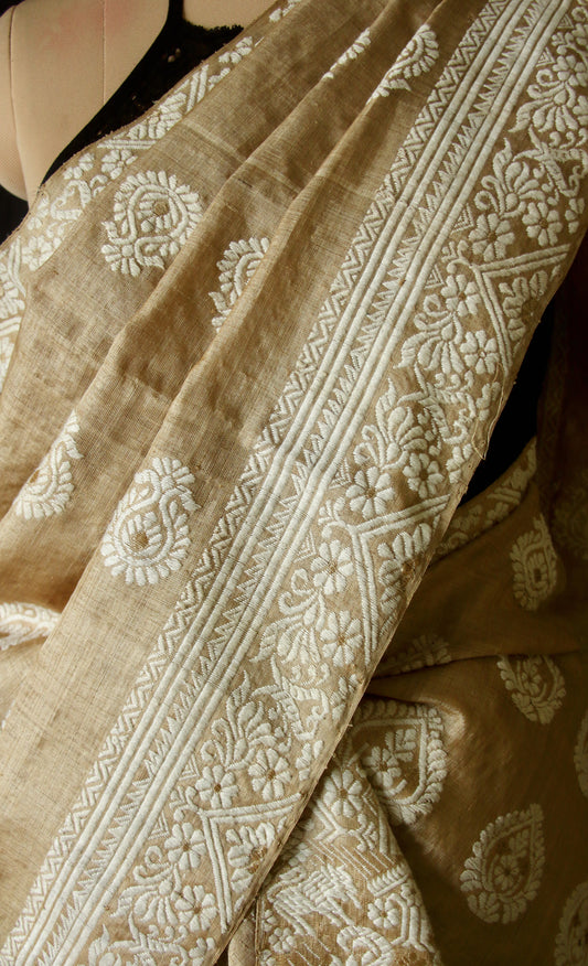 Authentic Muga Silk Traditional Design Mekhela Chador Set