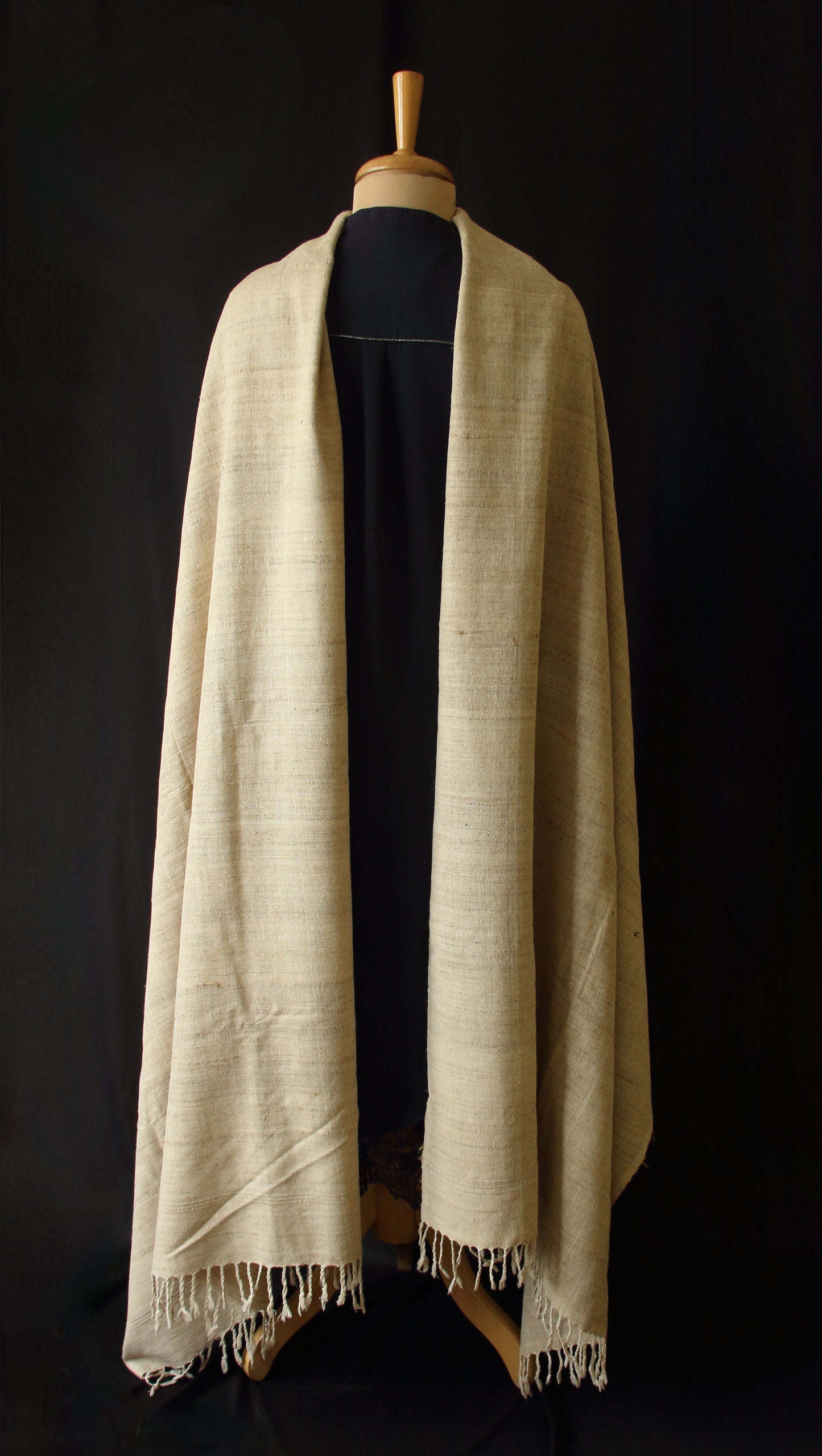 Handloom Natural coloured Hand Spun Eri Silk & Muga Ghicha Small Size Shawl